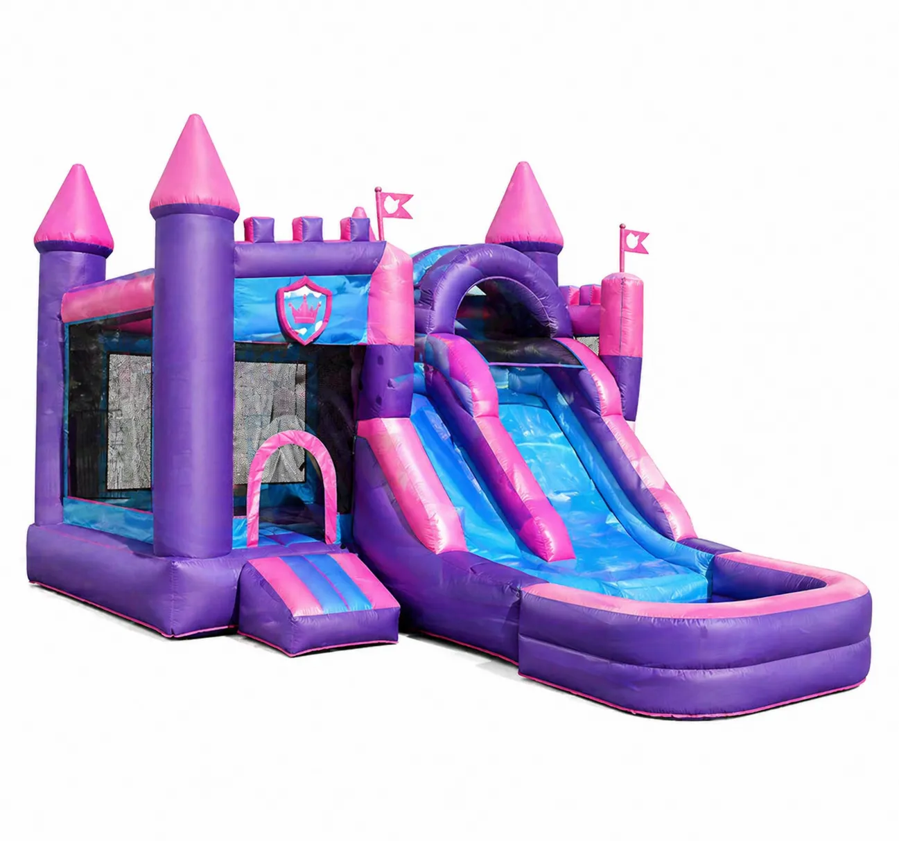 Château gonflable en PVC avec toboggan et piscine intégrée-Solvicar