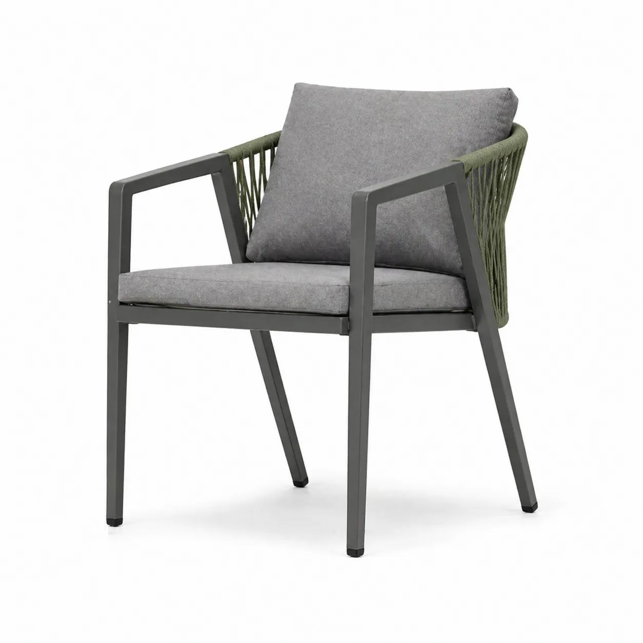Chaise de jardin en aluminium avec coussins Gris/Olive-Solvicar