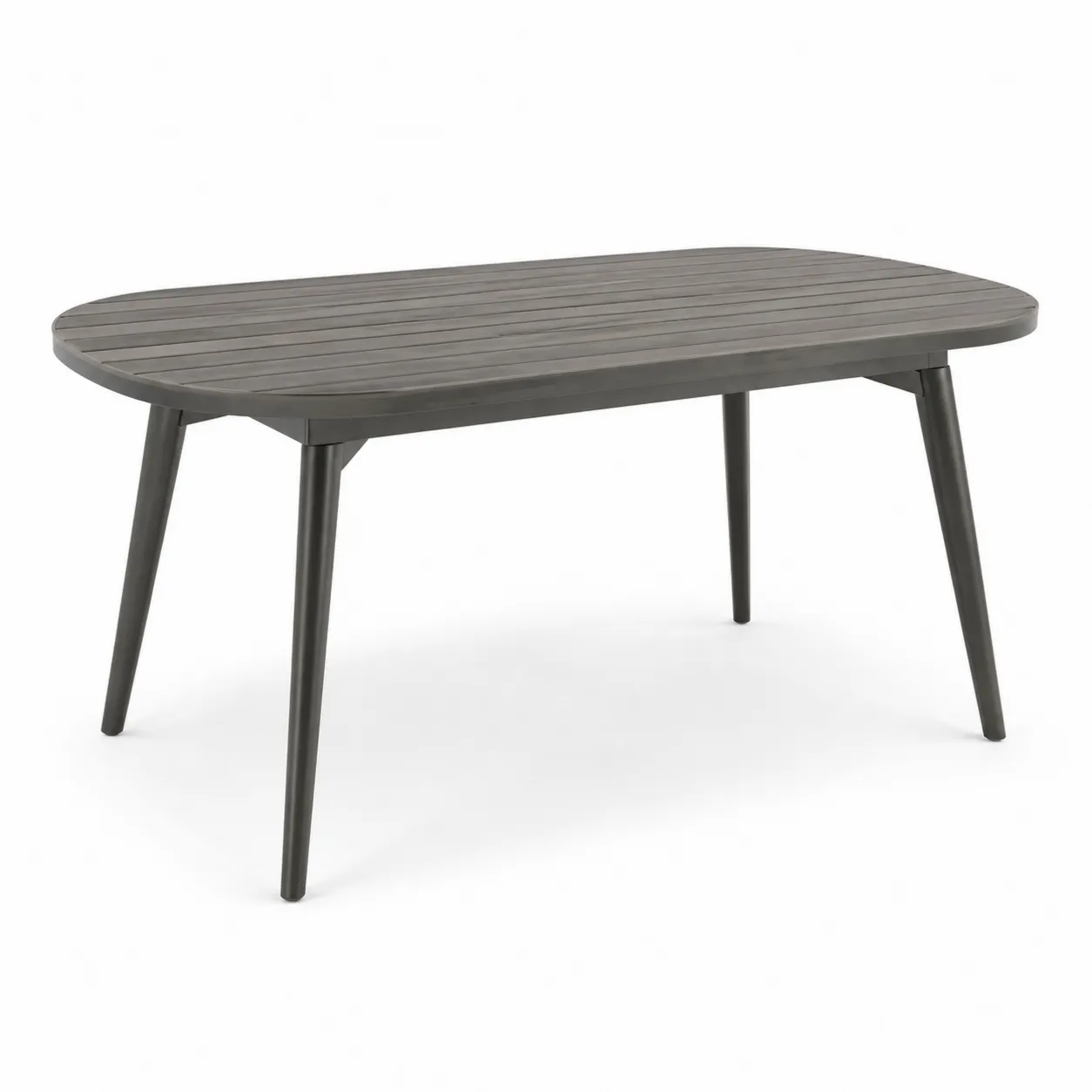 Table de jardin rectangulaire en aluminium et bois gris 150 x 90 x 75 cm-Solvicar