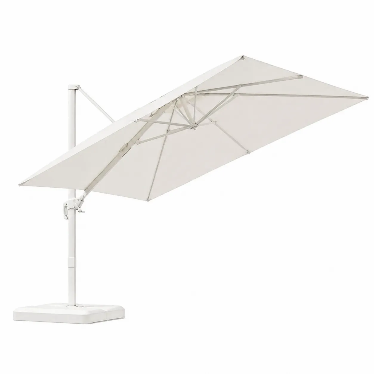 Parasol d'extérieur rectangulaire en aluminium et polyester blanc 3x4m-Solvicar