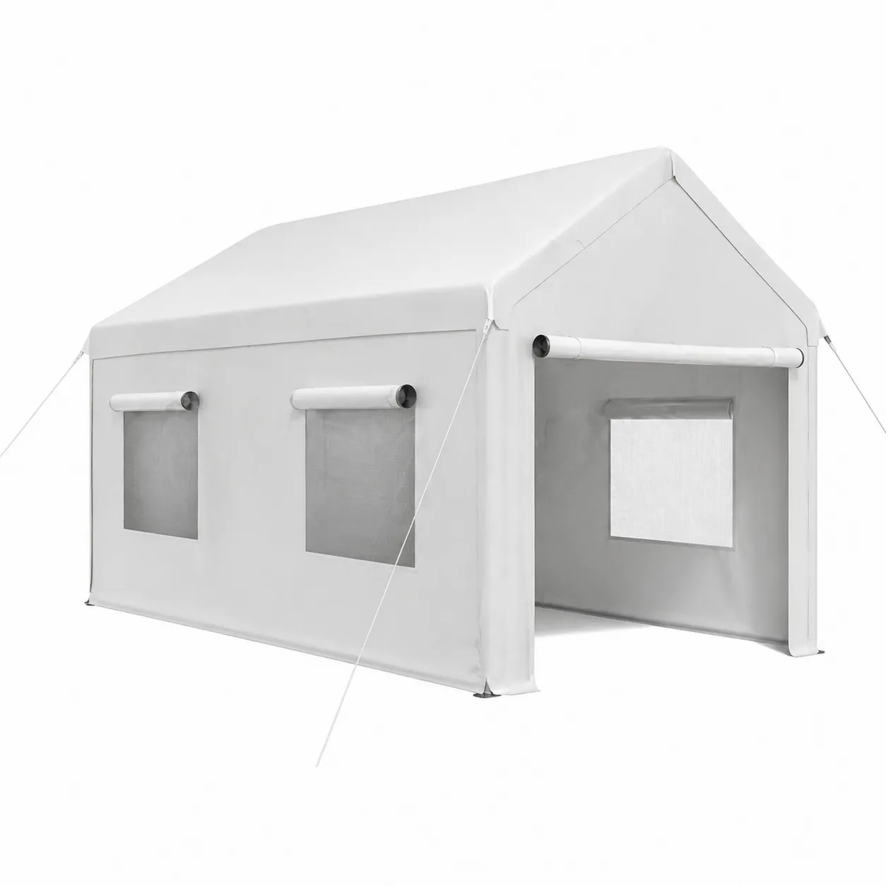 Tente extérieure en polyester blanc avec structure en acier 300x200x220 cm-Solvicar