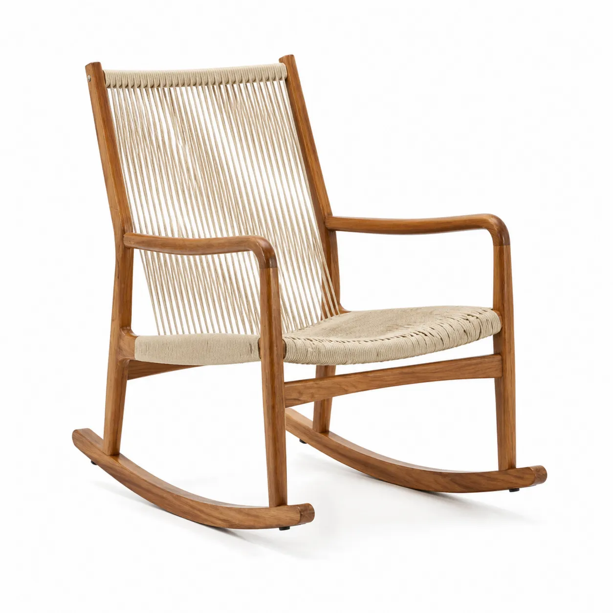Chaise à bascule en bois et corde beige-Solvicar