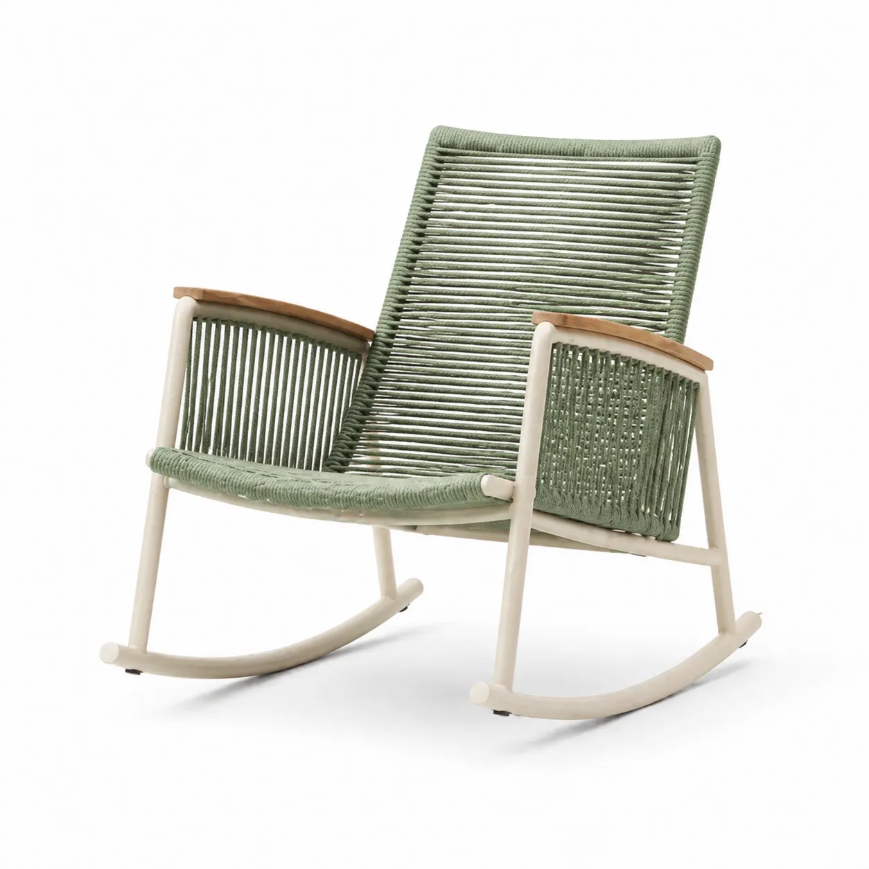 Chaise à bascule en aluminium et corde de polyester verte-Solvicar
