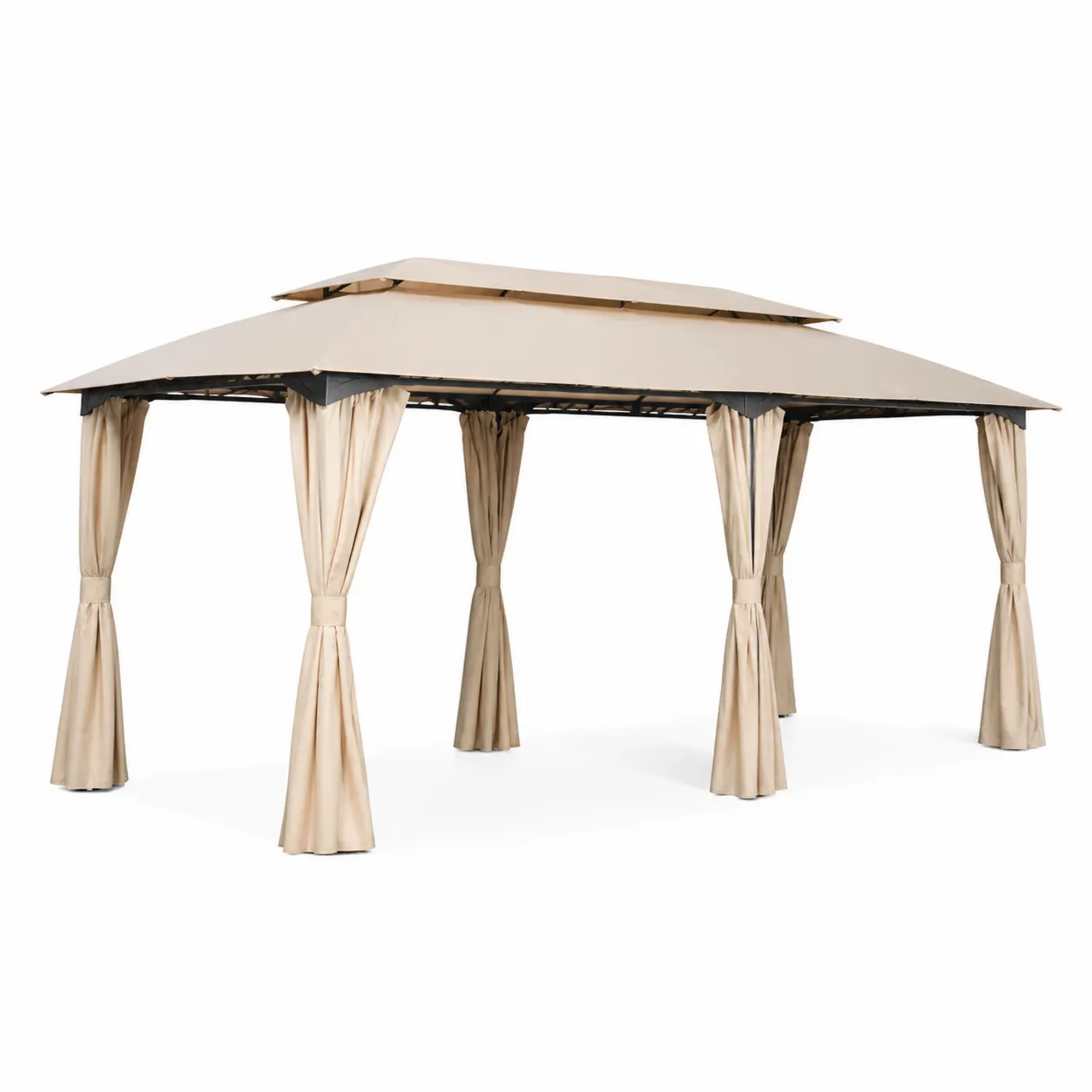 Pavillon de Jardin en Aluminium et Polyester Beige-Solvicar