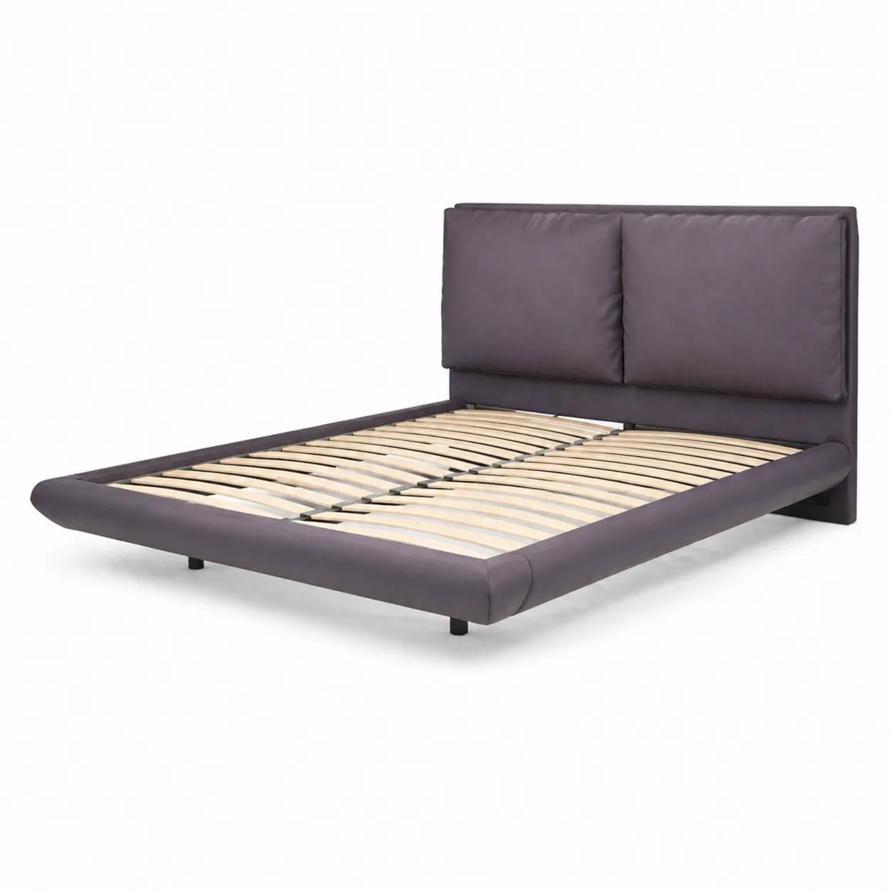 Lit double en cuir synthétique avec sommier à lattes 200x160 cm Gris Foncé-Solvicar