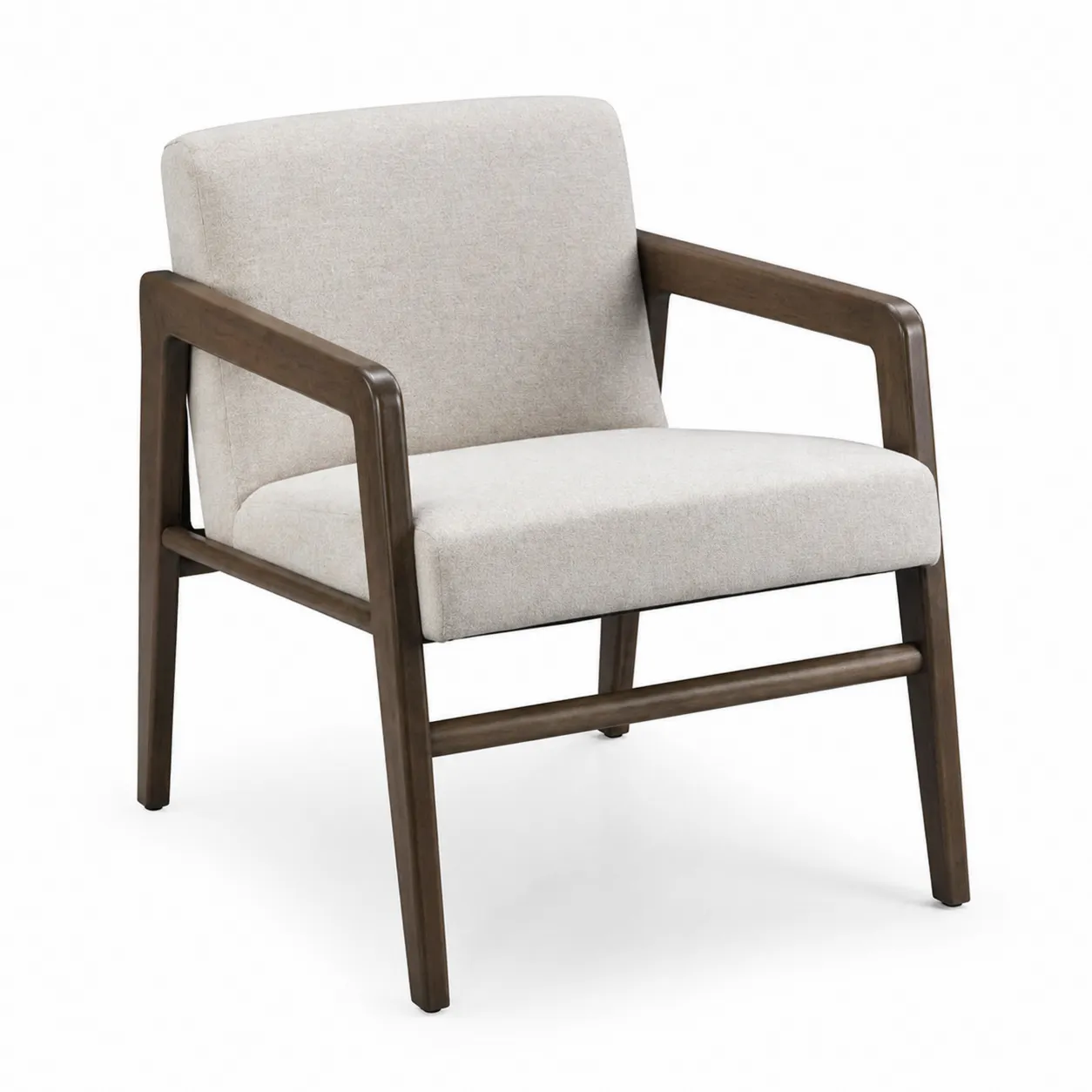Fauteuil en Tissu Polyester Beige avec Cadre en Bois-Solvicar