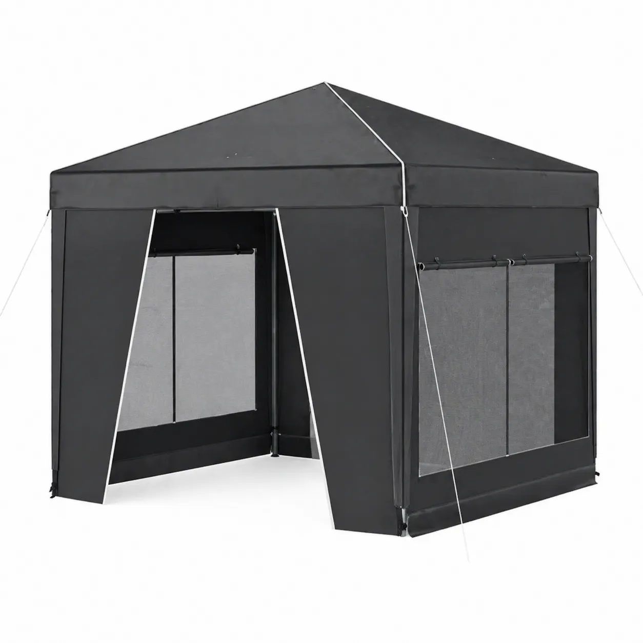 Tente pavillonnaire extérieure 3x3 m en acier et polyester Noir-Solvicar