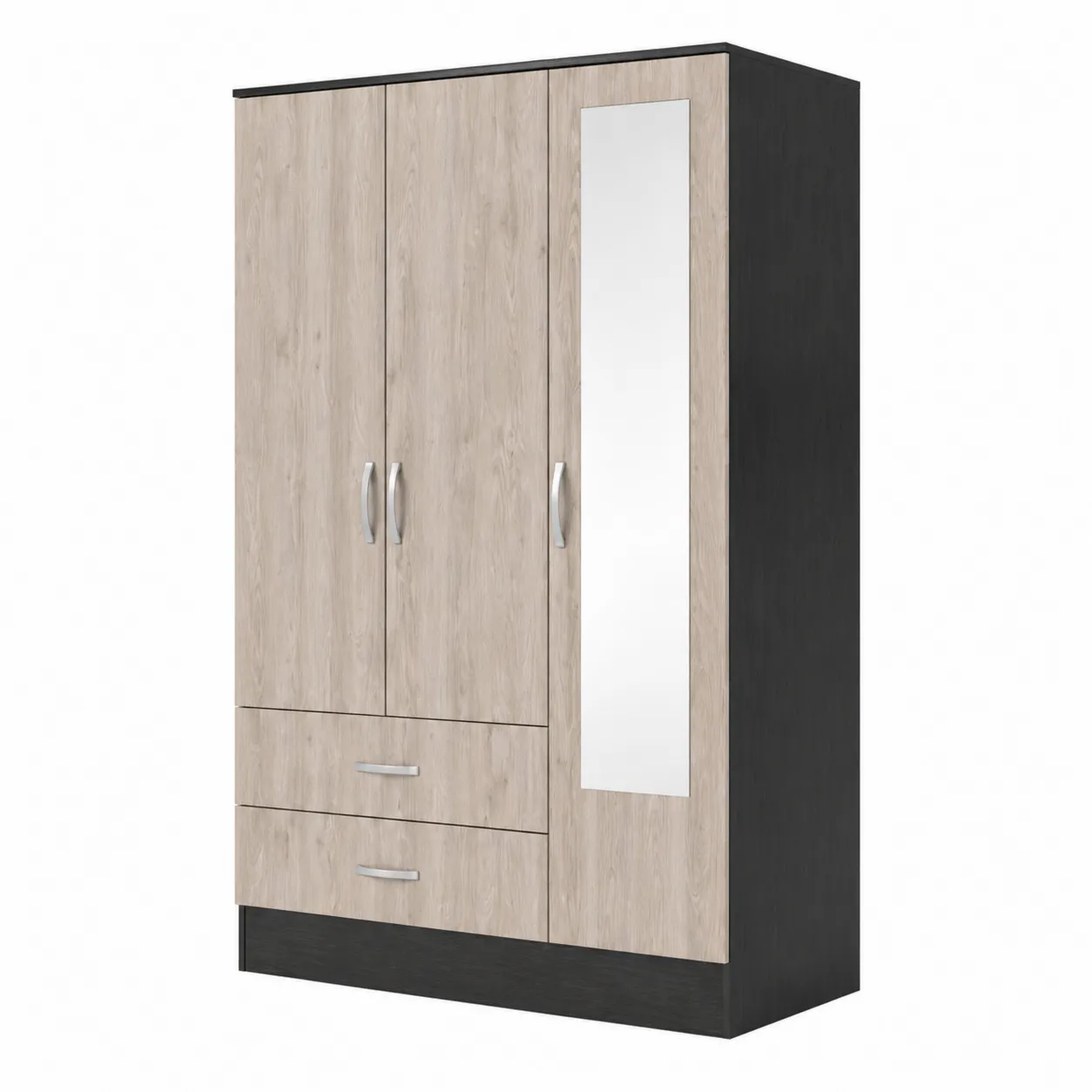 Armoire trois portes avec miroir en panneaux de particules-Solvicar