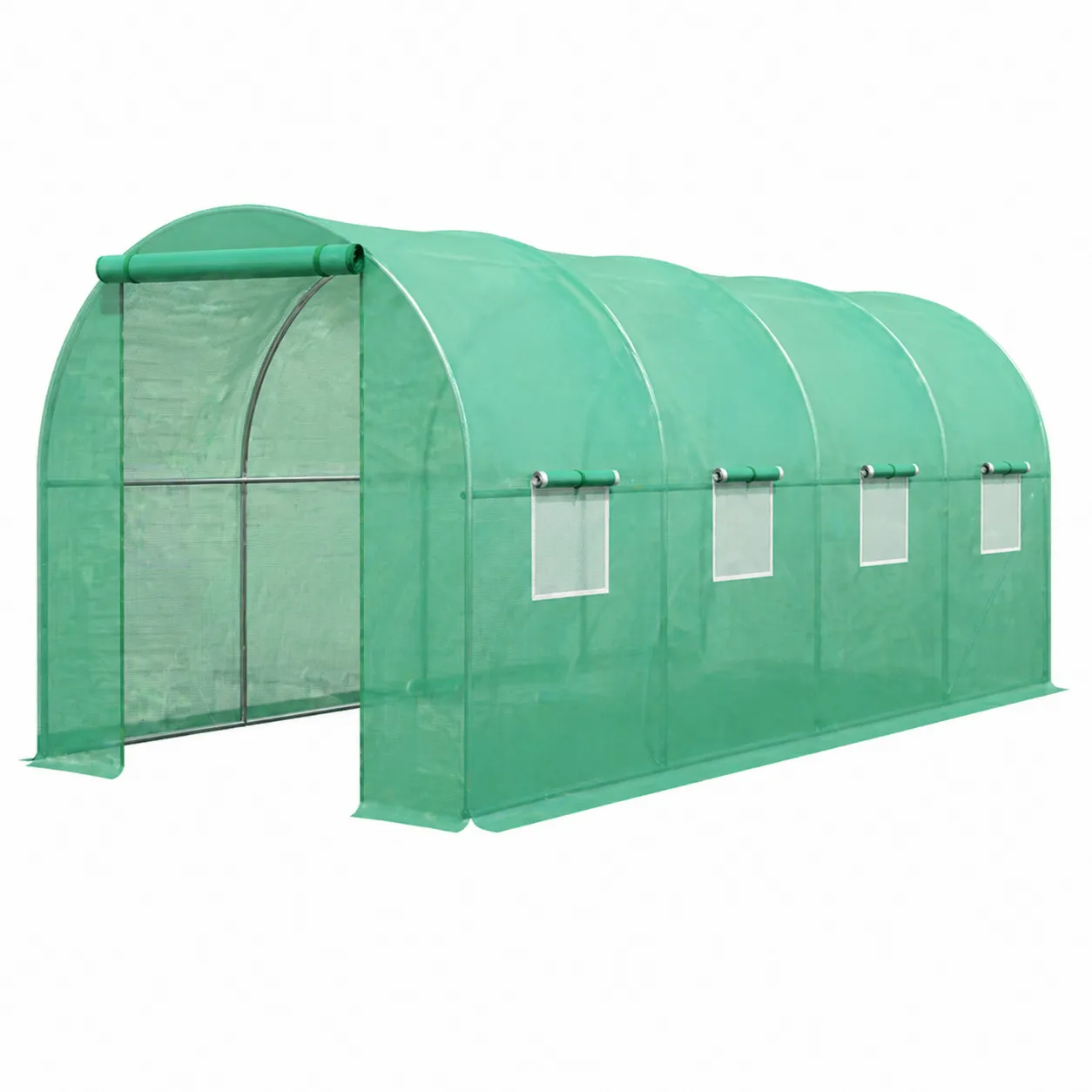 Serre de jardin tunnel en polyéthylène renforcé 600x300x200 cm Vert-Solvicar