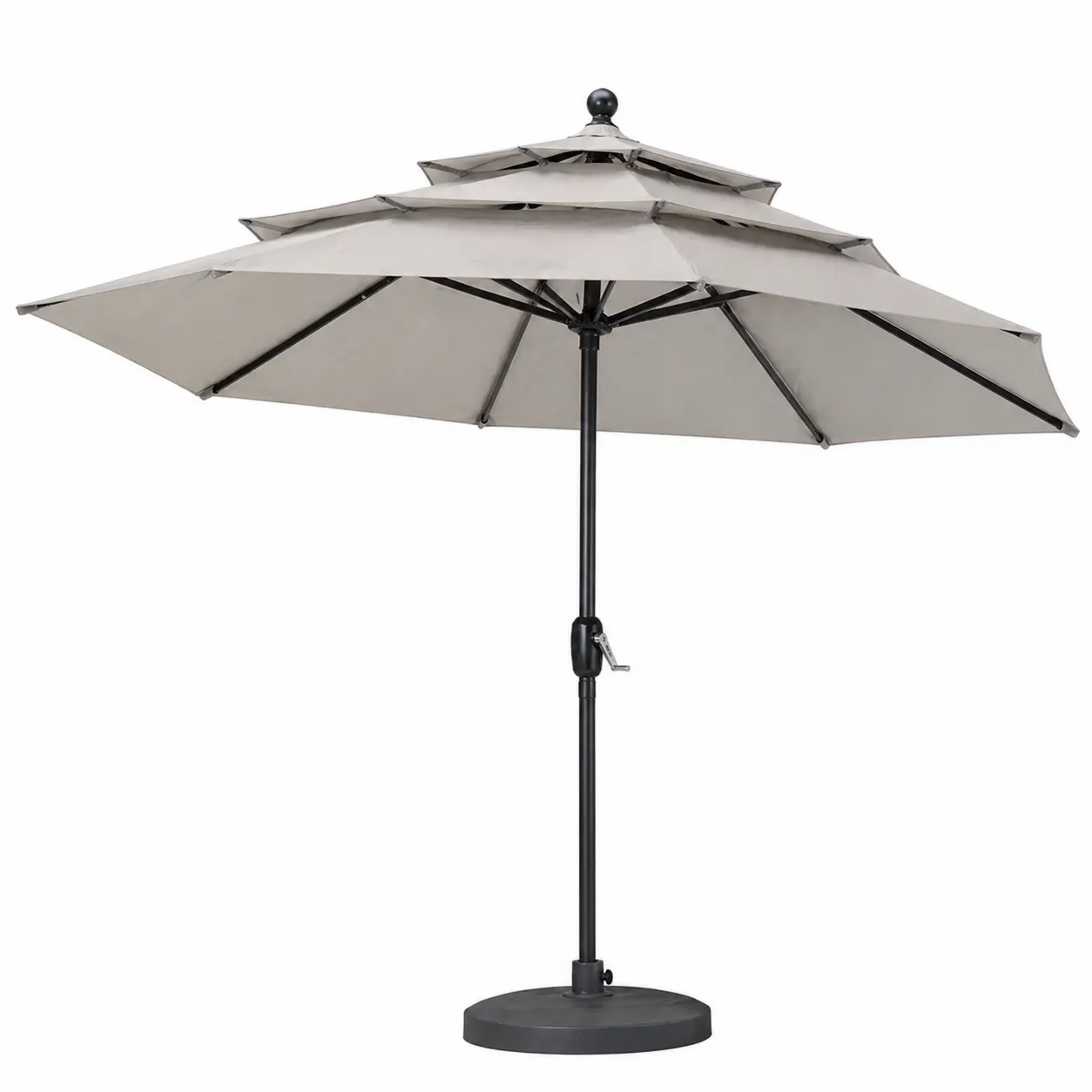 Parasol en aluminium gris à étages, diamètre 300 cm-Solvicar