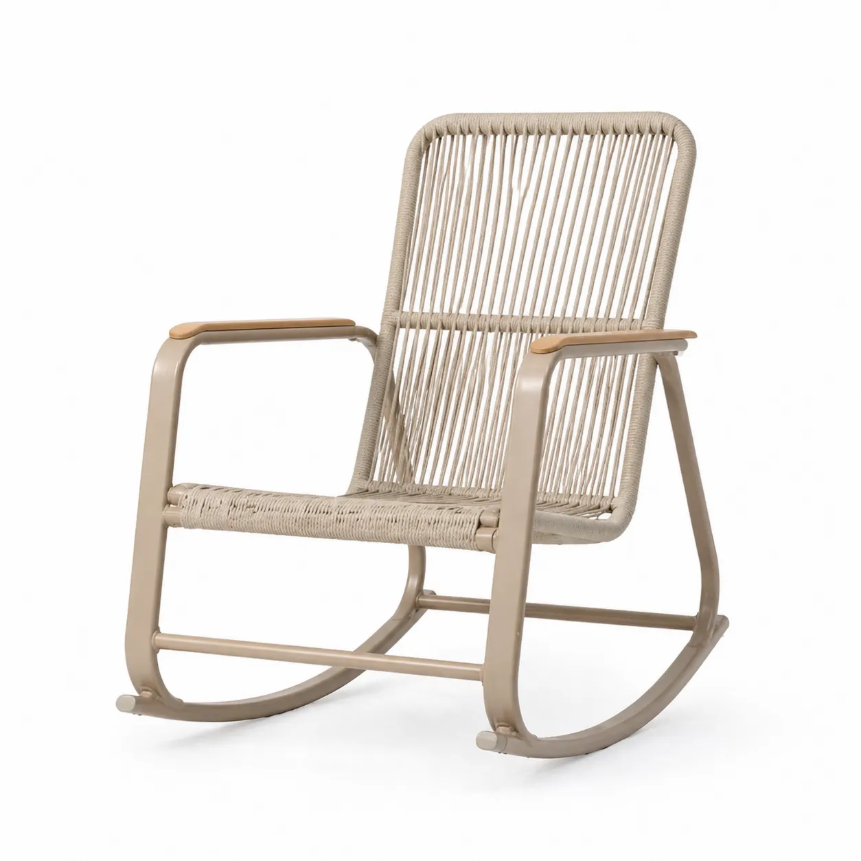 Chaise à bascule en aluminium avec siège en corde polyester Beige-Solvicar