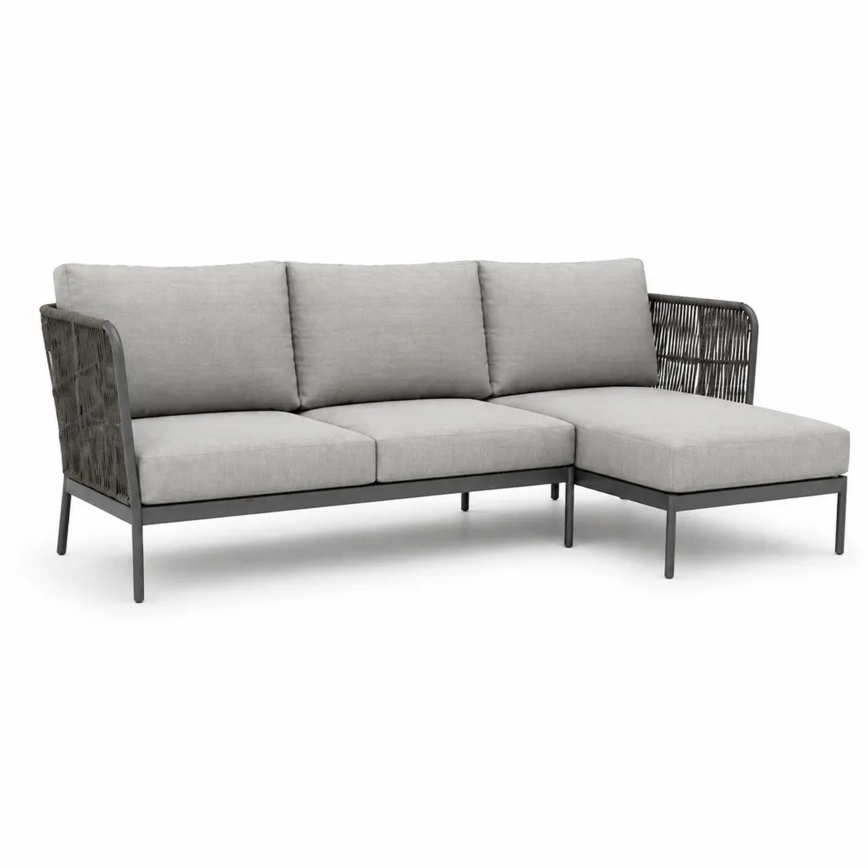 Canapé d'angle extérieur en aluminium et corde avec coussins-Solvicar