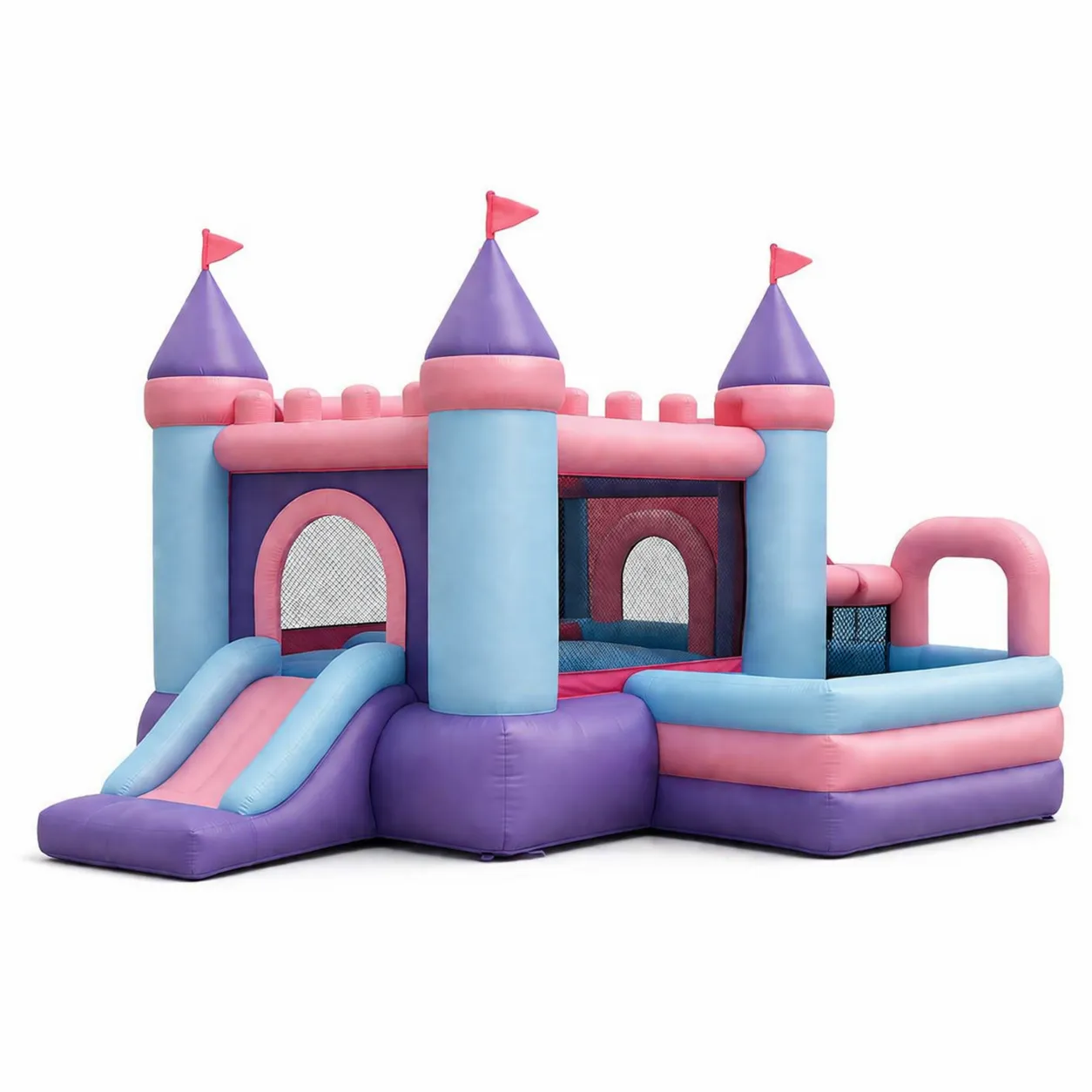 Château Gonflable avec Toboggan et Piscine en PVC Multicolore-Solvicar