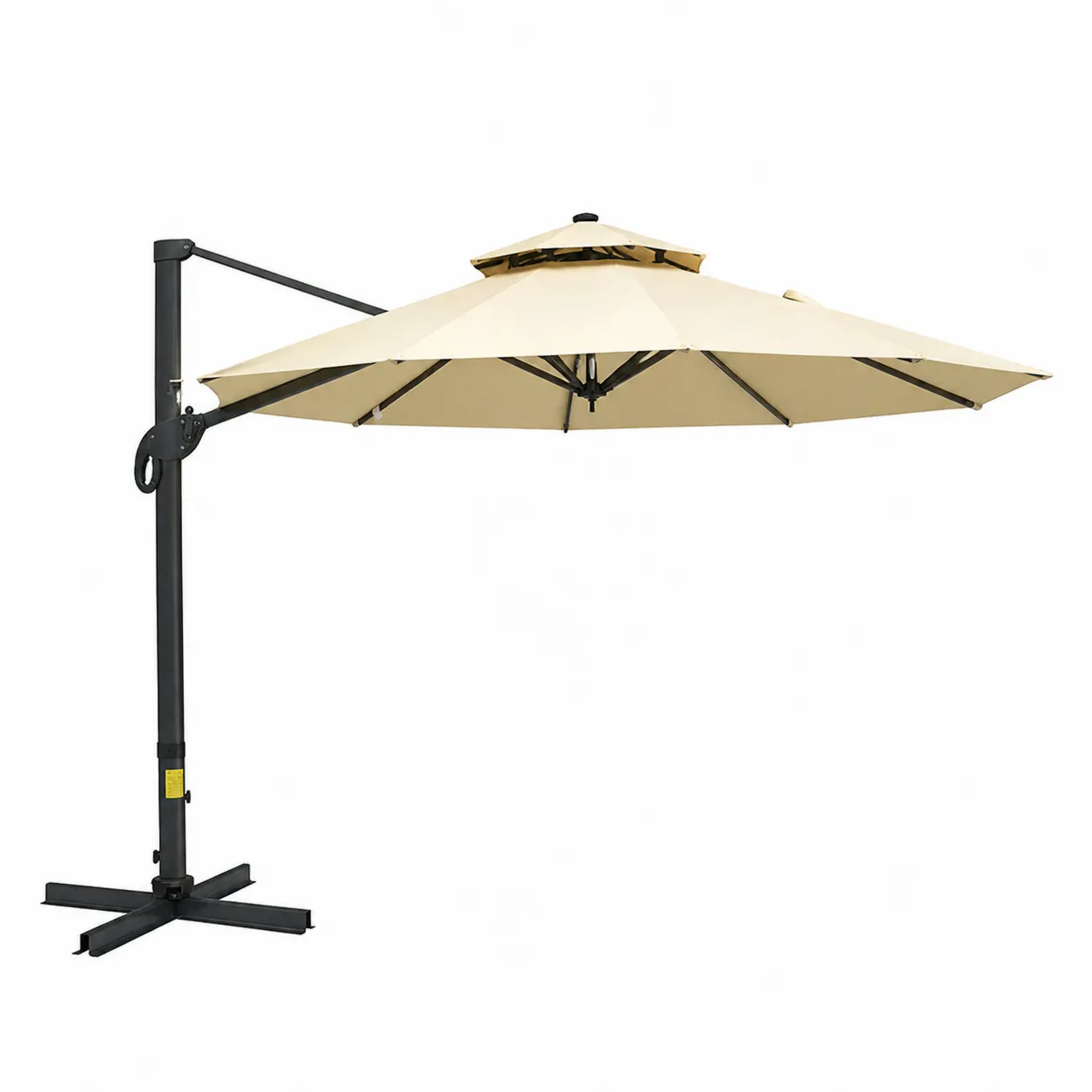 Parasol déporté hexagonal 3m en métal et tissu Beige-Solvicar