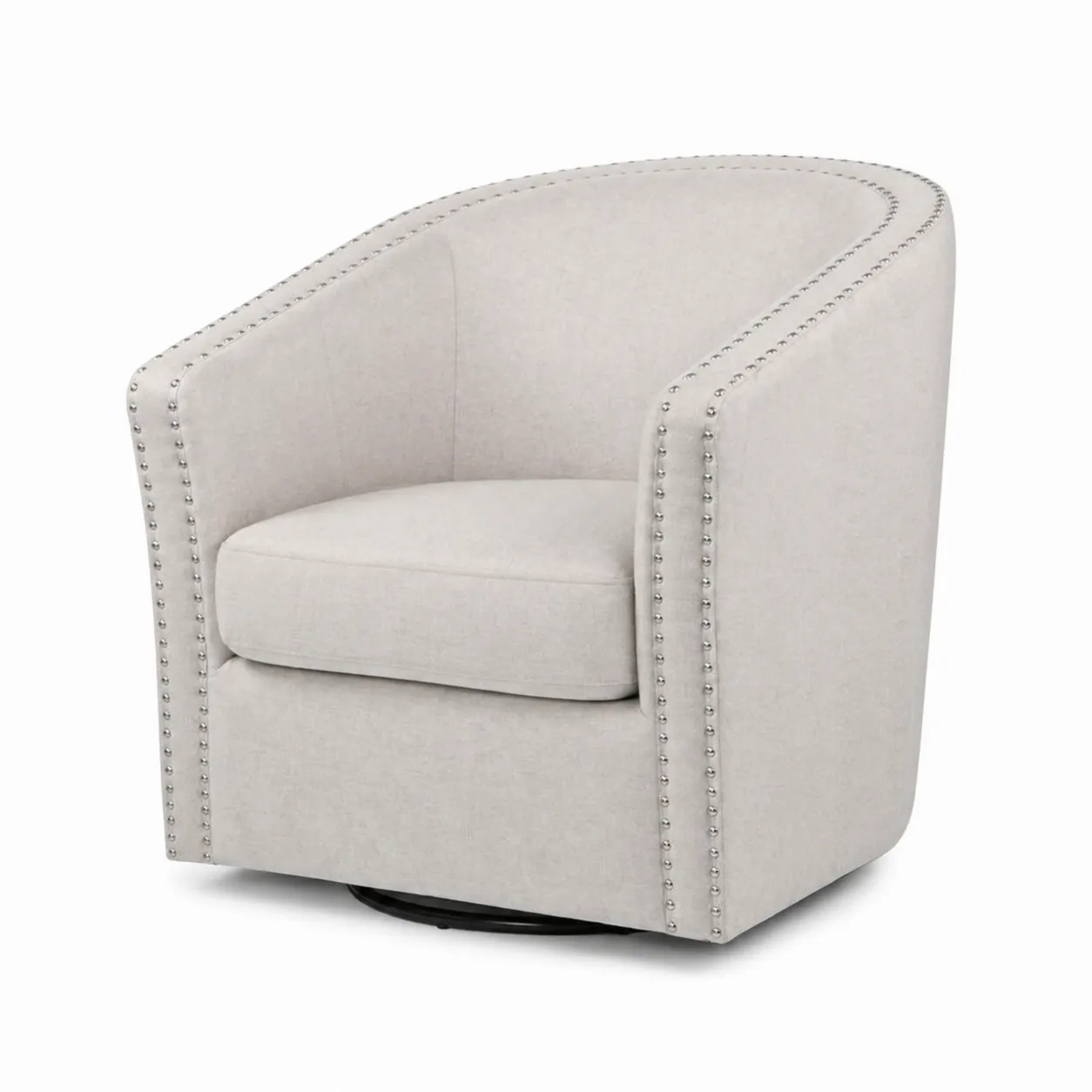 Fauteuil pivotant en métal et tissu beige-Solvicar