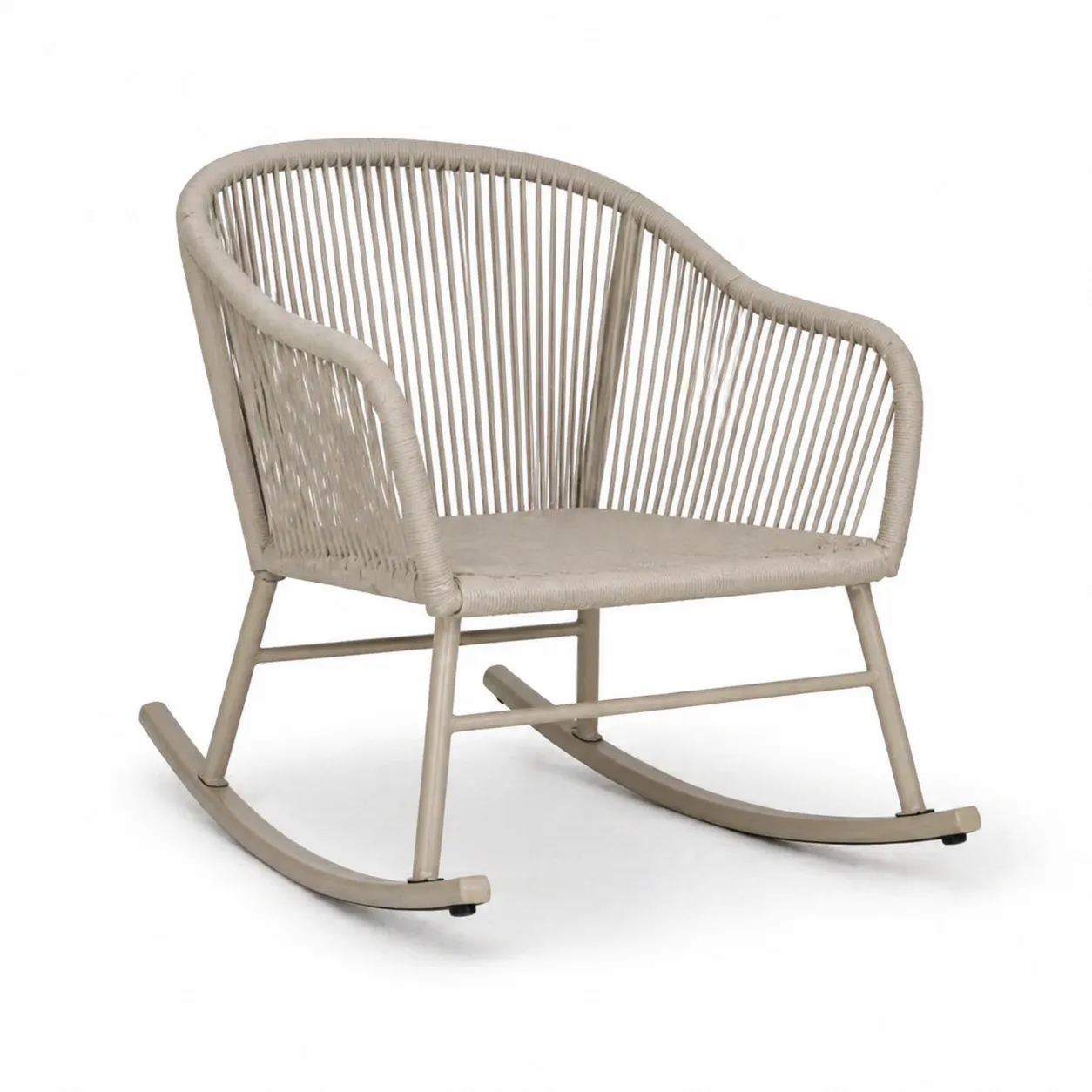 Chaise à bascule en aluminium et corde beige-Solvicar