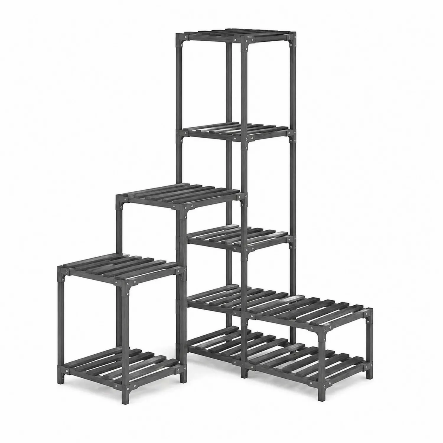 Metalowy kwietnik schodkowy 8 półek Ciemnoszary