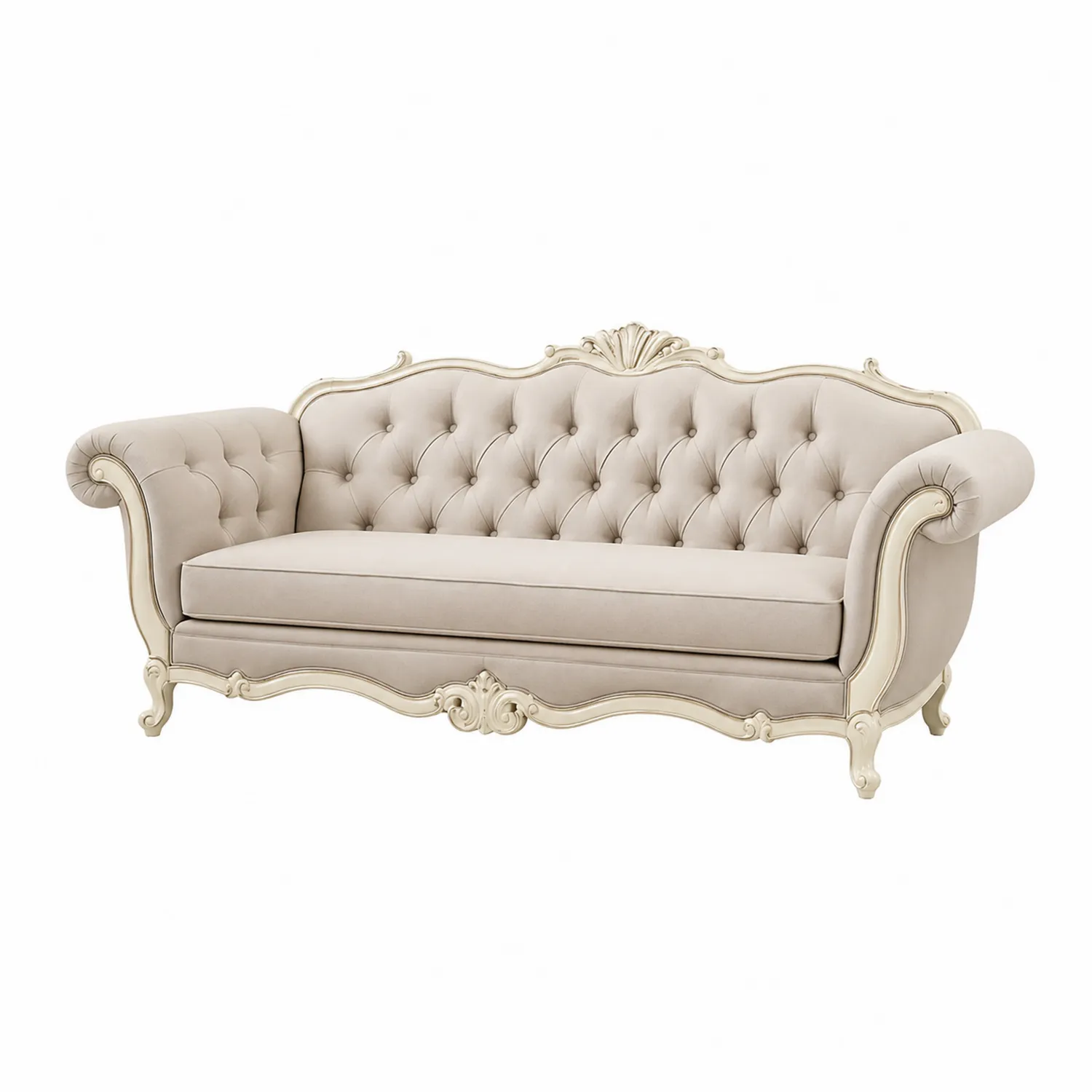 Sofa trzyosobowa z tkaniny beżowa 210 cm