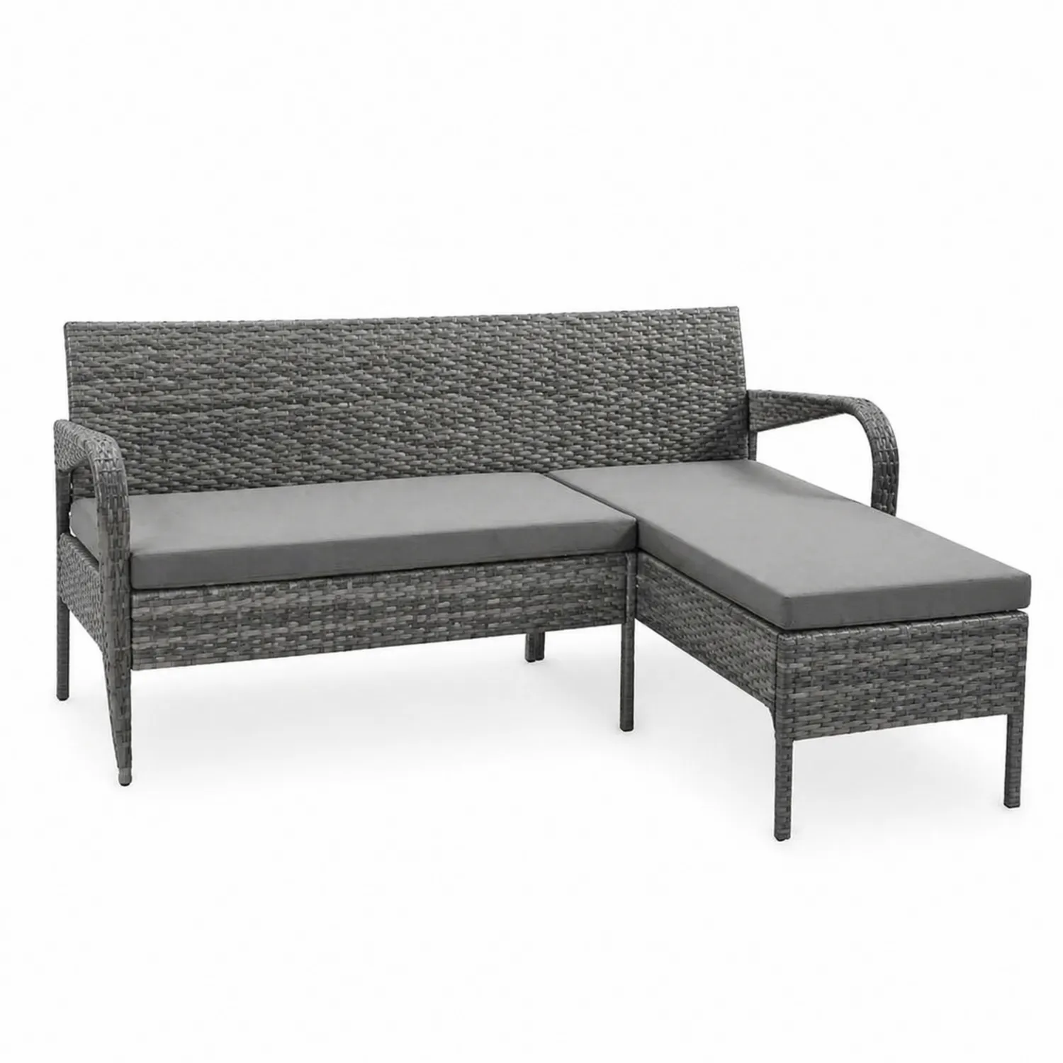 Sofa ogrodowa z technorattanu szary z poduszkami