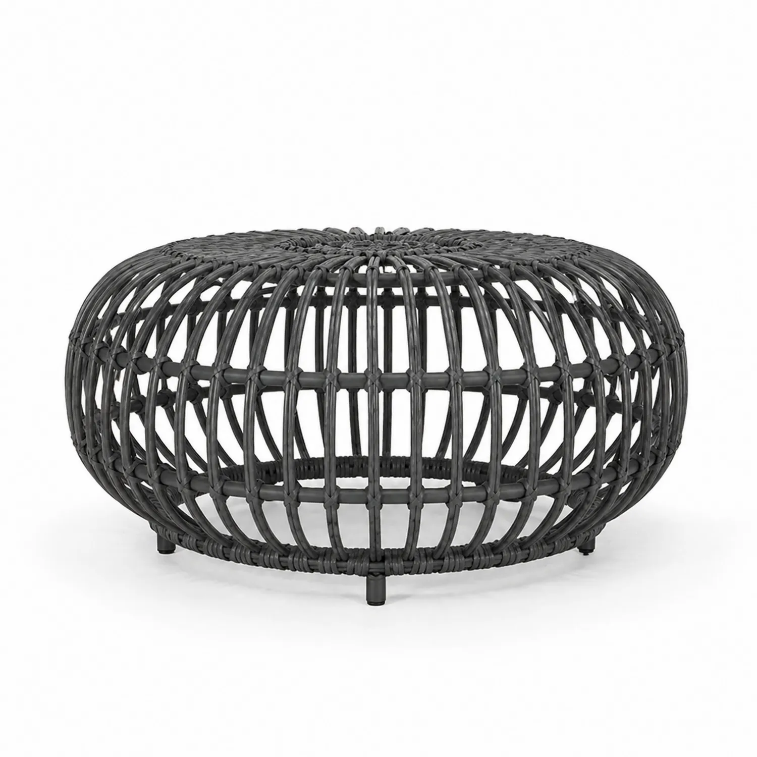 Okrągły stolik kawowy z rattanu syntetycznego, 80 cm, Antracyt