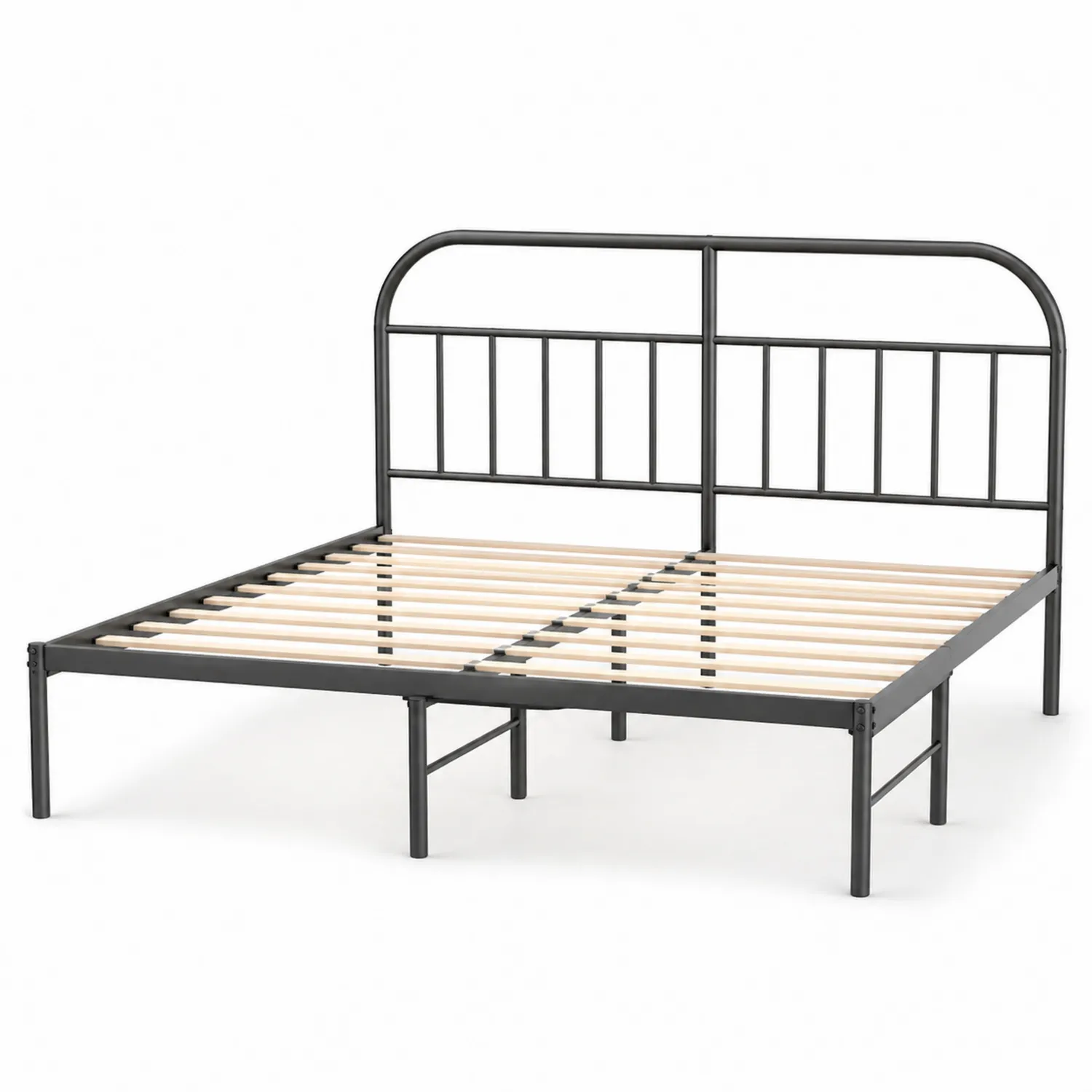 Łóżko Metalowe z Listewkami 200x140 cm Czarny