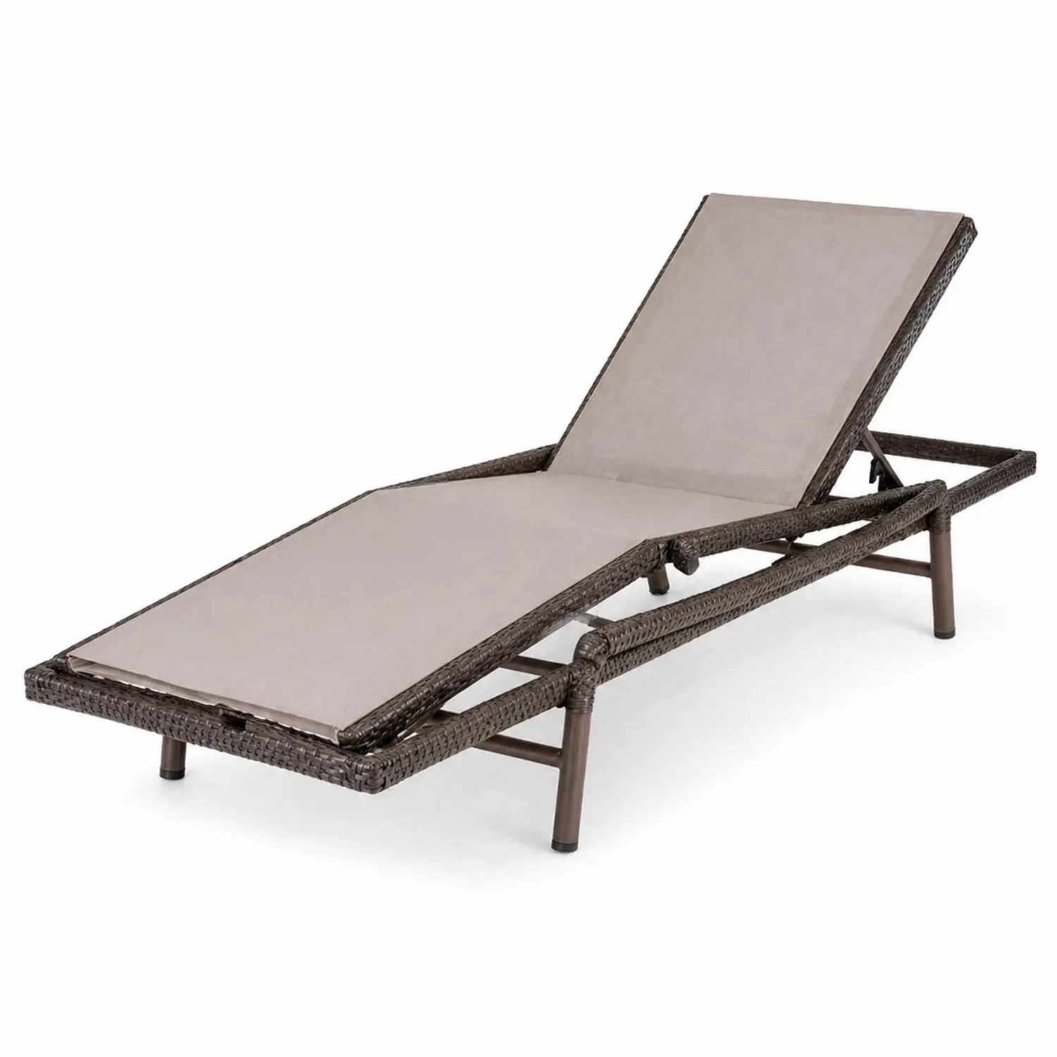 Leżak z technorattanu beżowy 200x65x35 cm