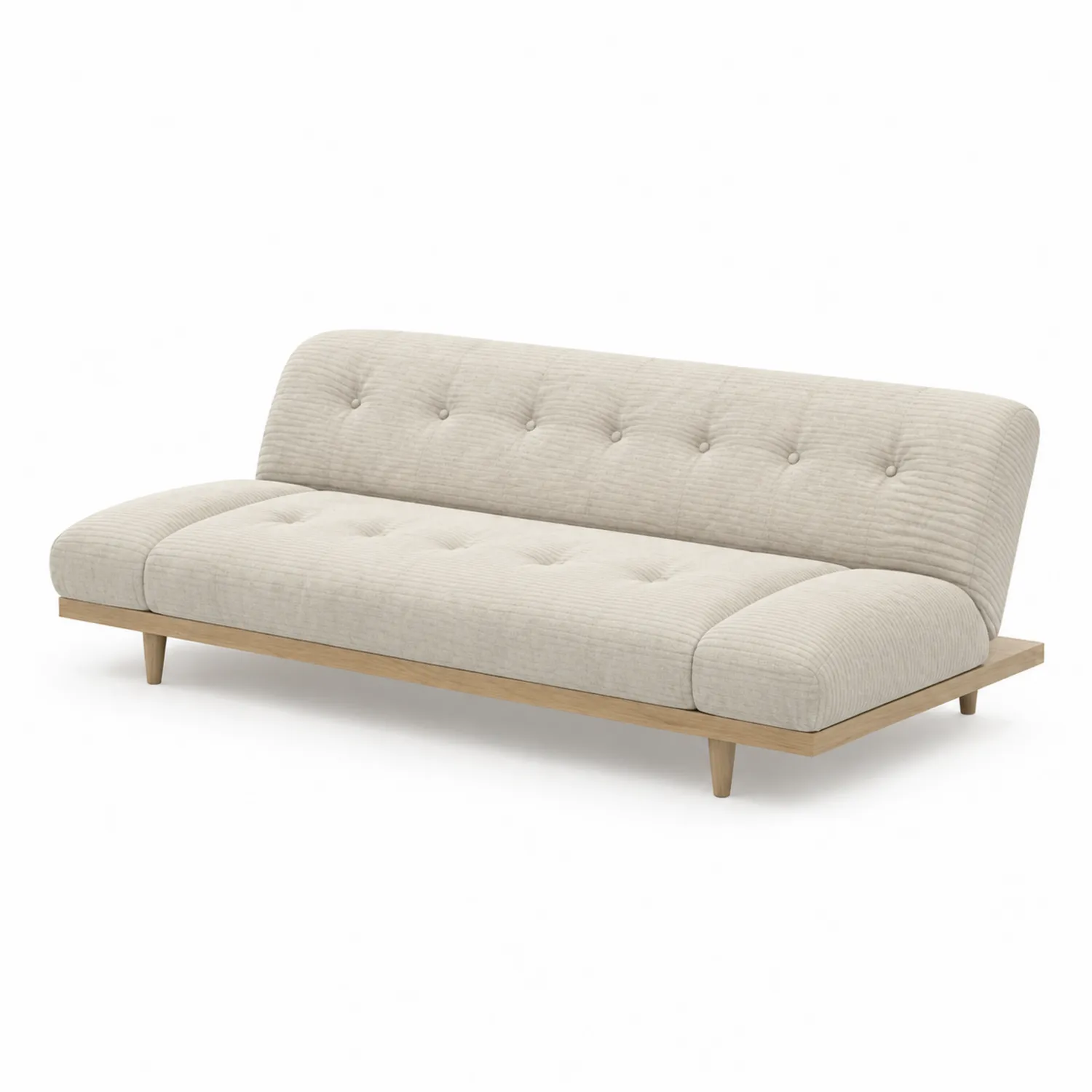 Sofa z sztruksu beżowa z funkcją rozkładania 200x90x35 cm