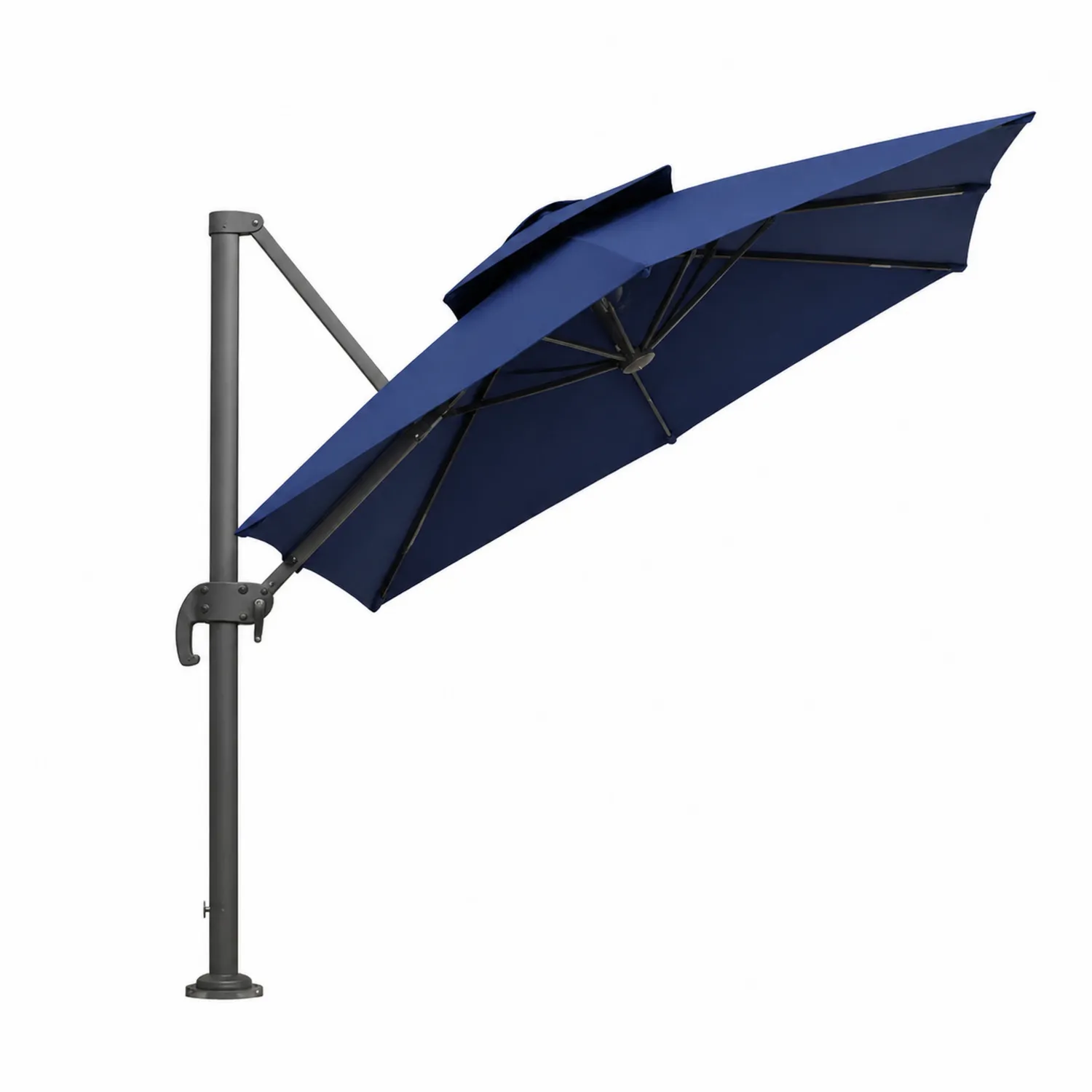 Parasol ogrodowy boczny 300 cm stalowy poliestrowy Granatowy