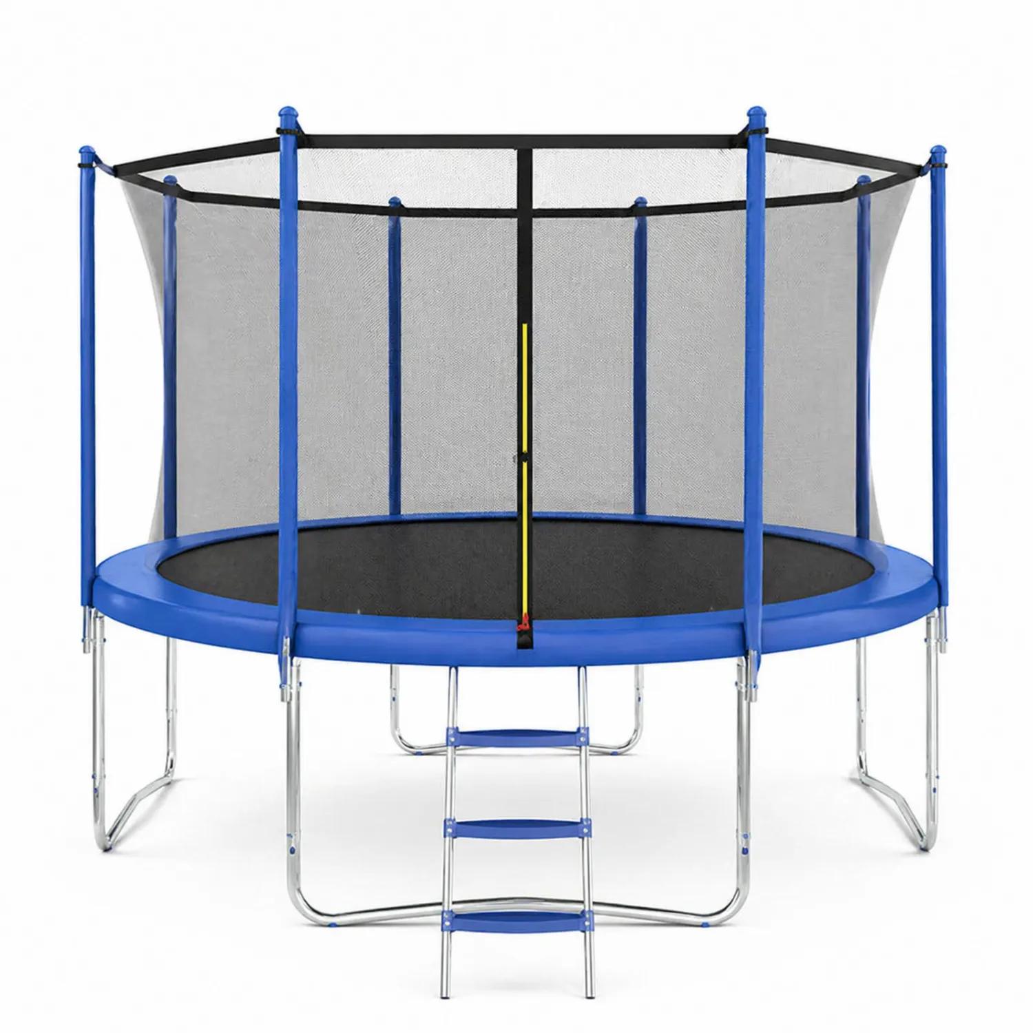 Trampolina ogrodowa z siatką i drabinką, stal, 305 cm, Niebieska