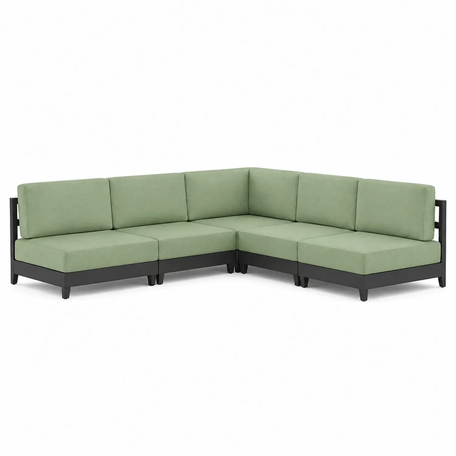 Sofa Narożna Ogrodowa Aluminium Tkanina Zielona