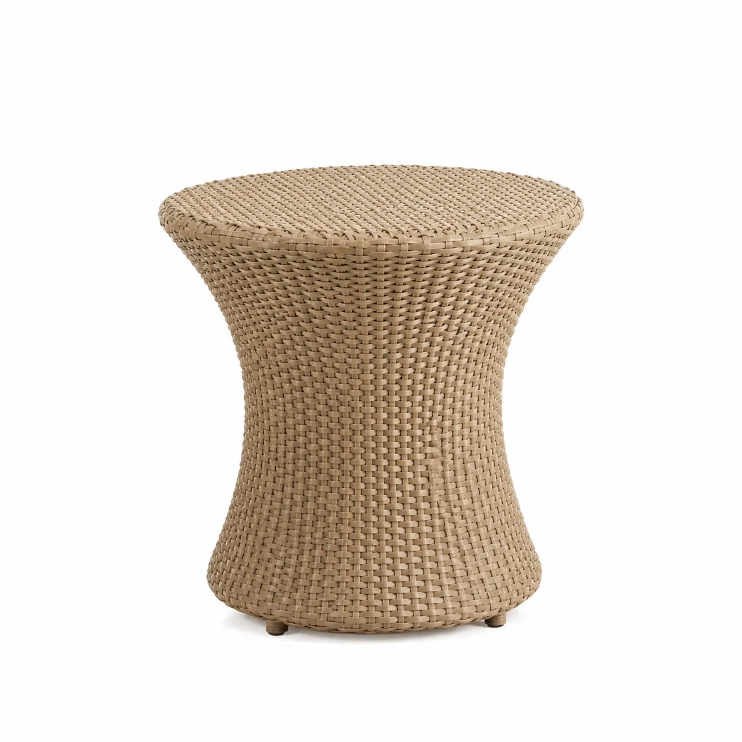 Okrągły stolik boczny z plecionki technorattanowej 40 cm Beżowy
