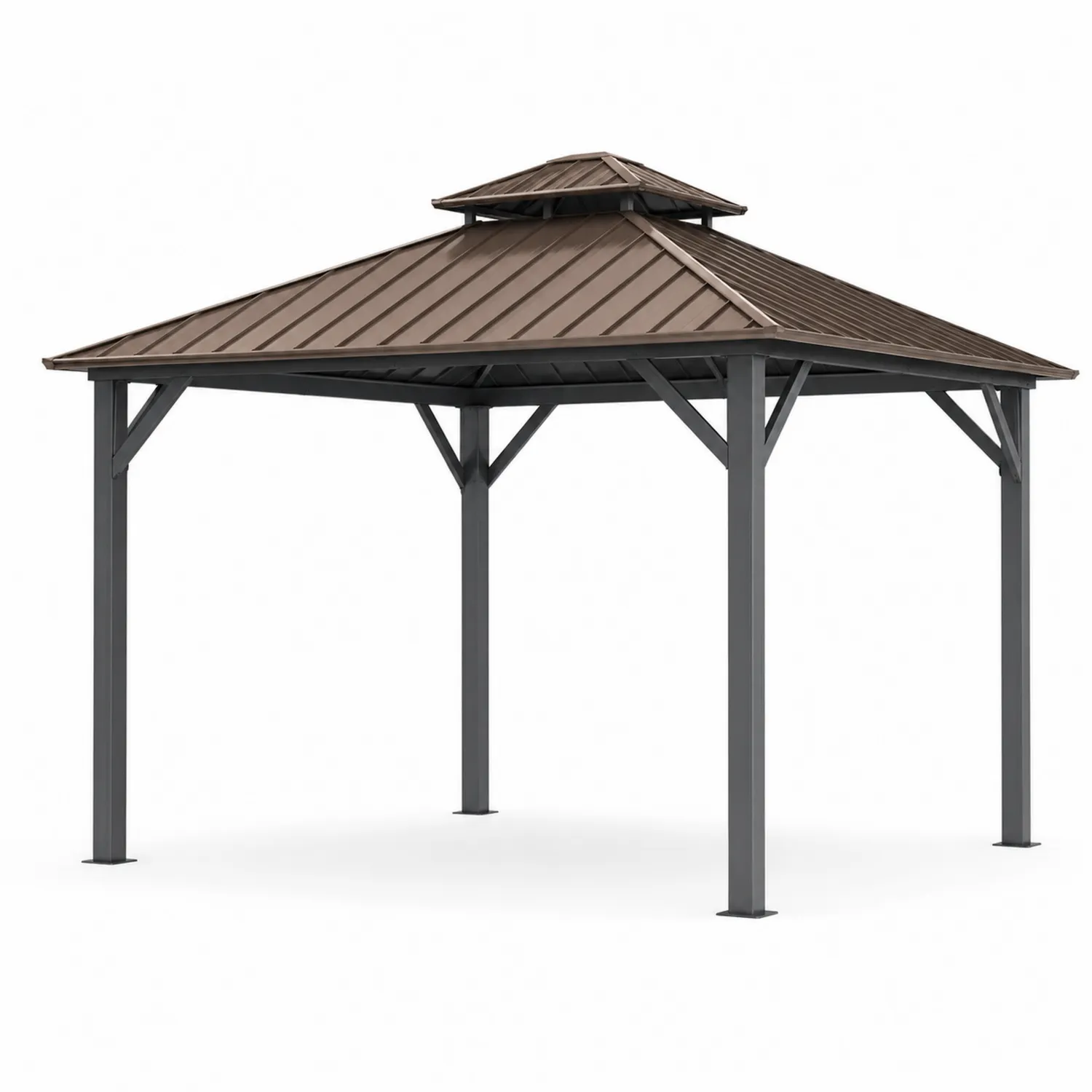 Pawilon ogrodowy stalowy z dachem aluminiowym 3x4m Brązowy