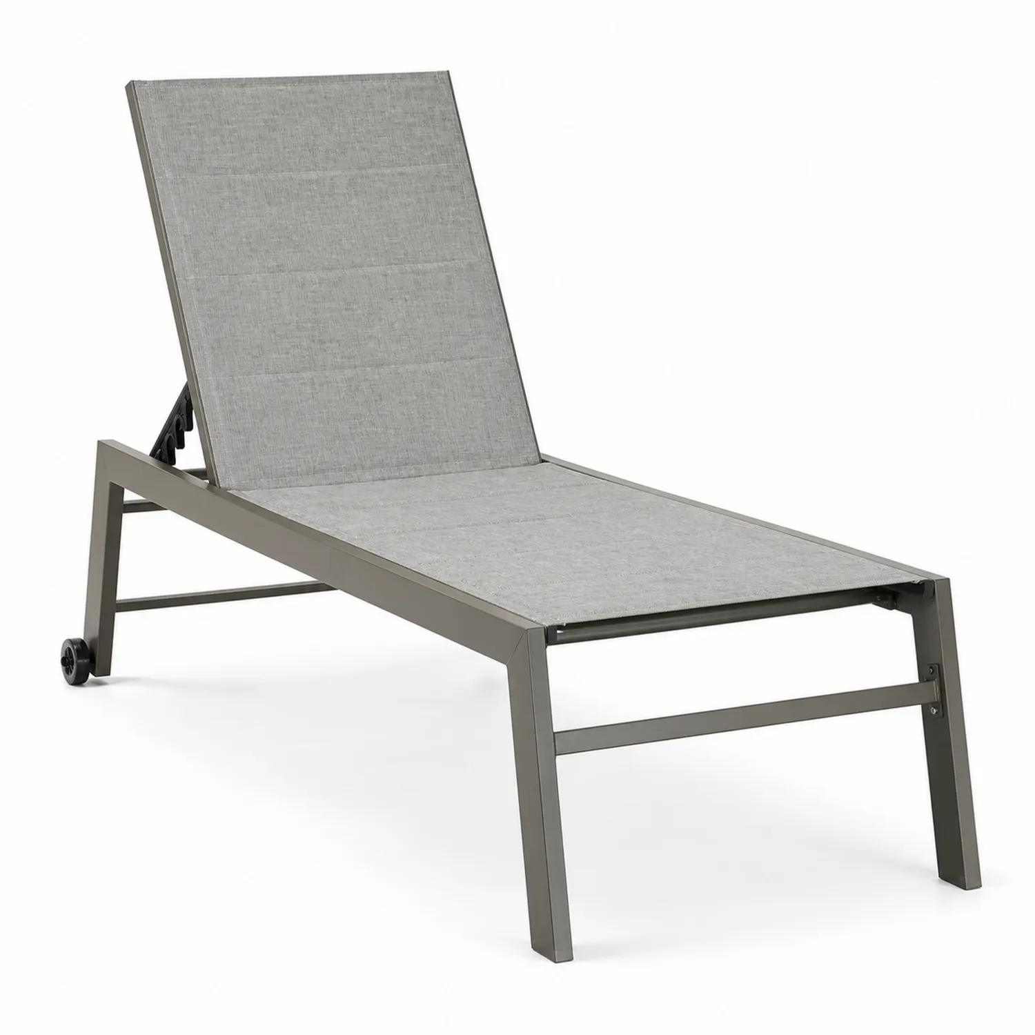 Leżak aluminiowy z regulacją i szarej tkaniny 196x65x32 cm
