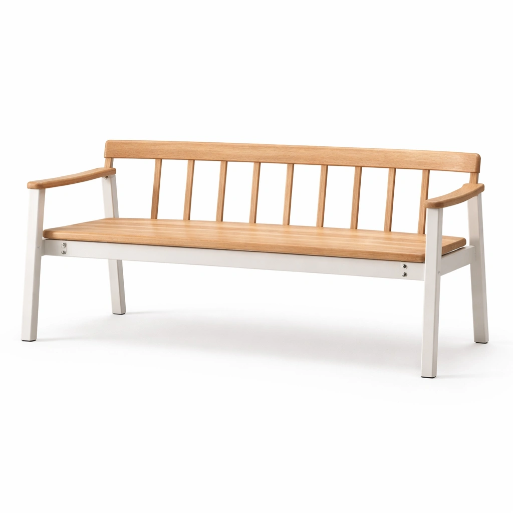 Banco de madera de teca y aluminio natural blanco-homelioz