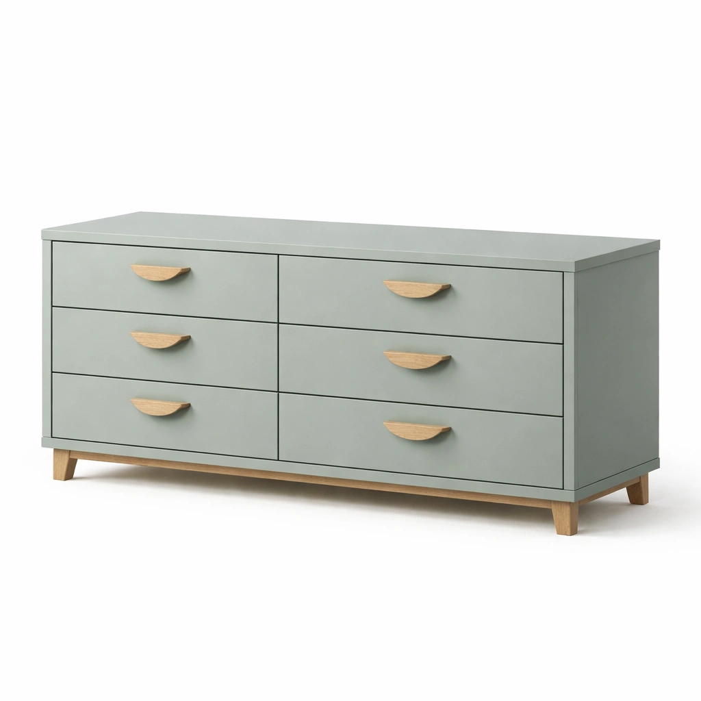 Cómoda de madera con cajones color verde-homelioz