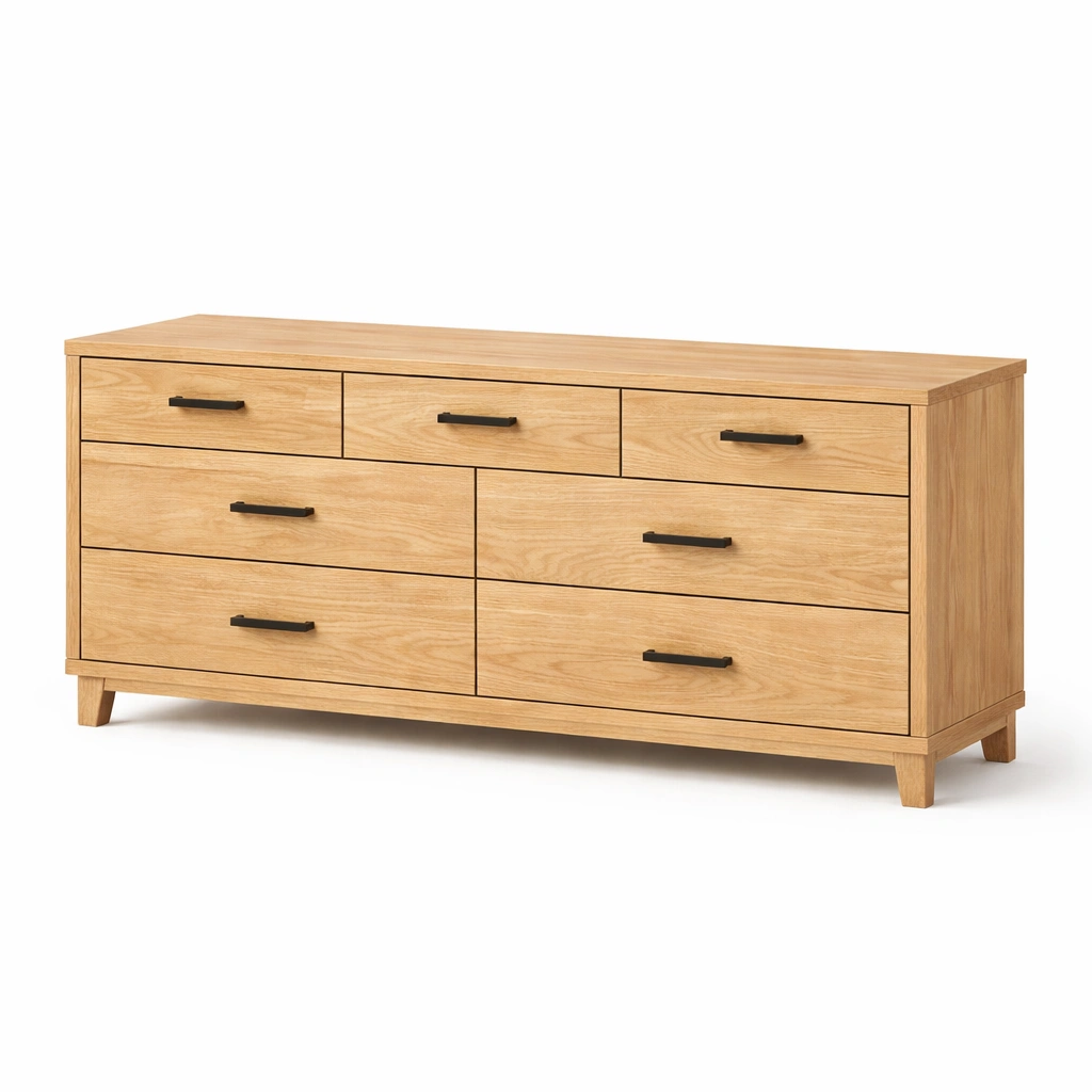 Cómoda de madera de roble con cajones-homelioz