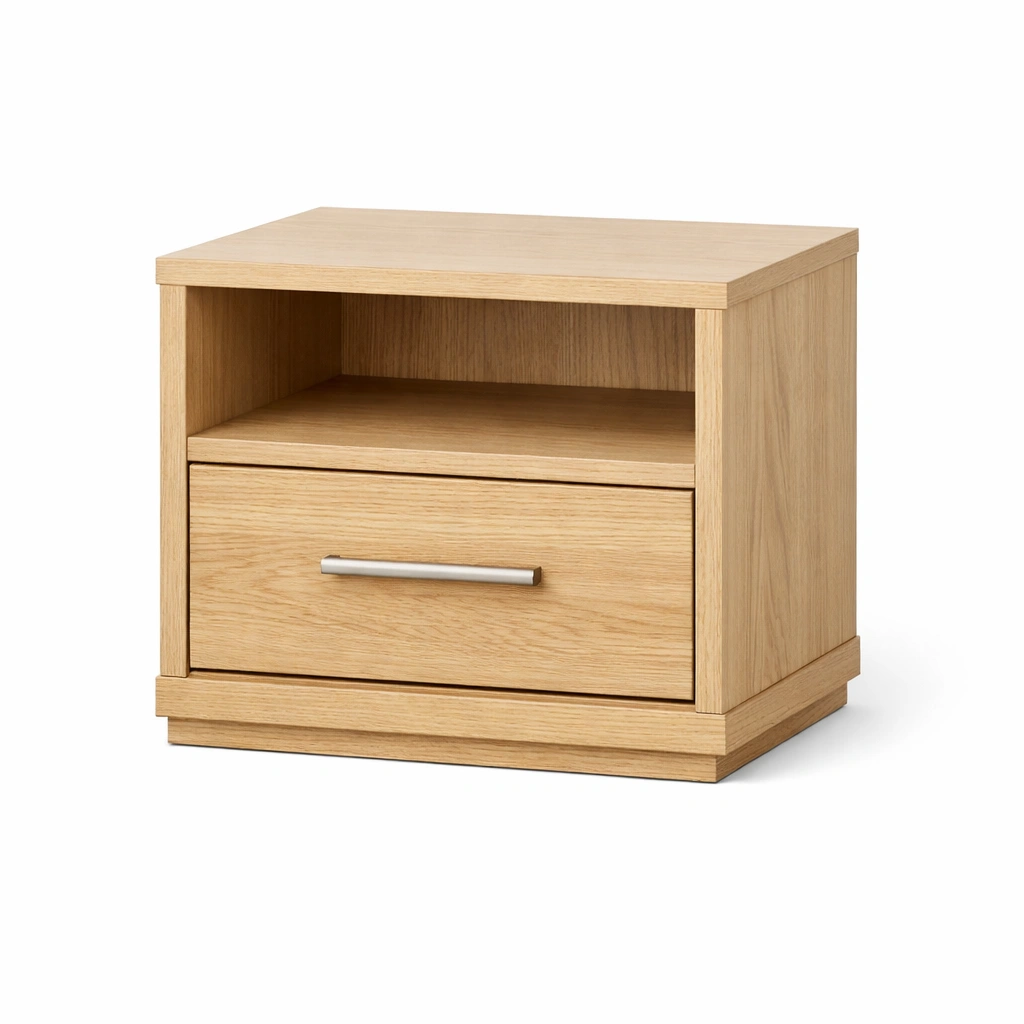Mesita de noche de madera con cajón y estante-homelioz