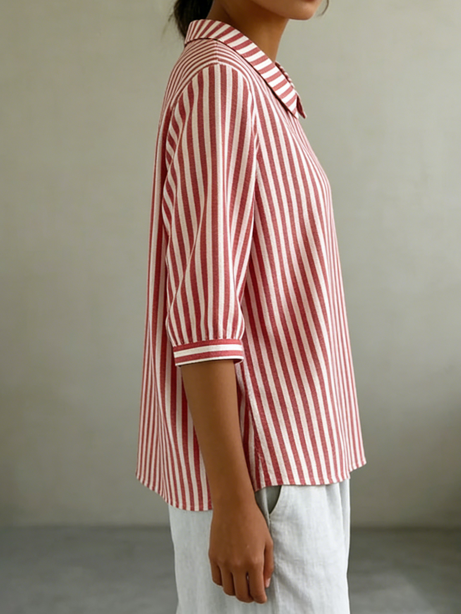 Mother's Day Gift❤️Classic Stripe Collar Casual Blouse