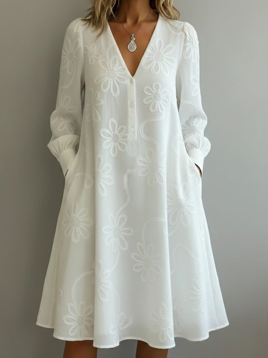 Mother's Day Gift❤️Elegant Embroidered V-Neck Dress