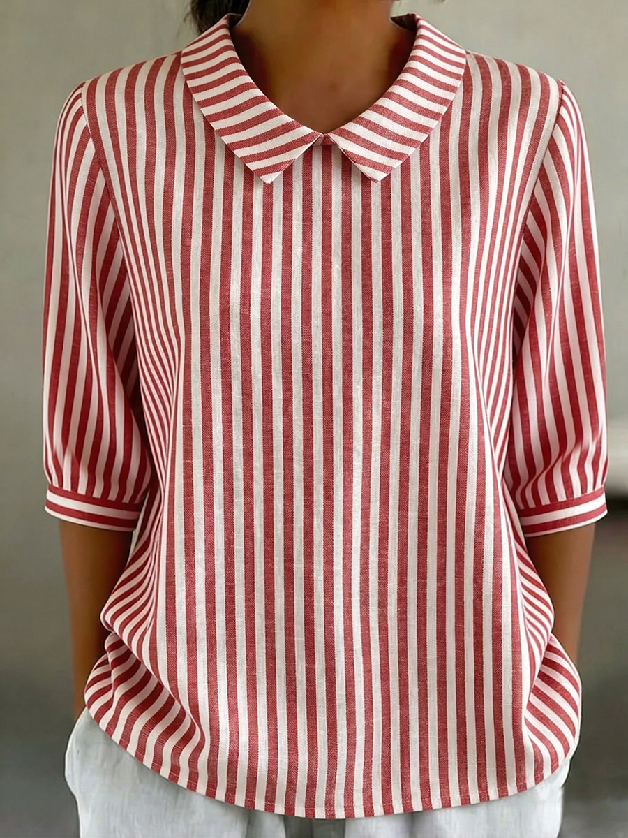 Mother's Day Gift❤️Classic Stripe Collar Casual Blouse