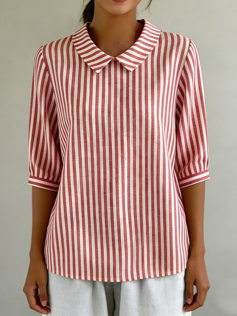 Mother's Day Gift❤️Classic Stripe Collar Casual Blouse