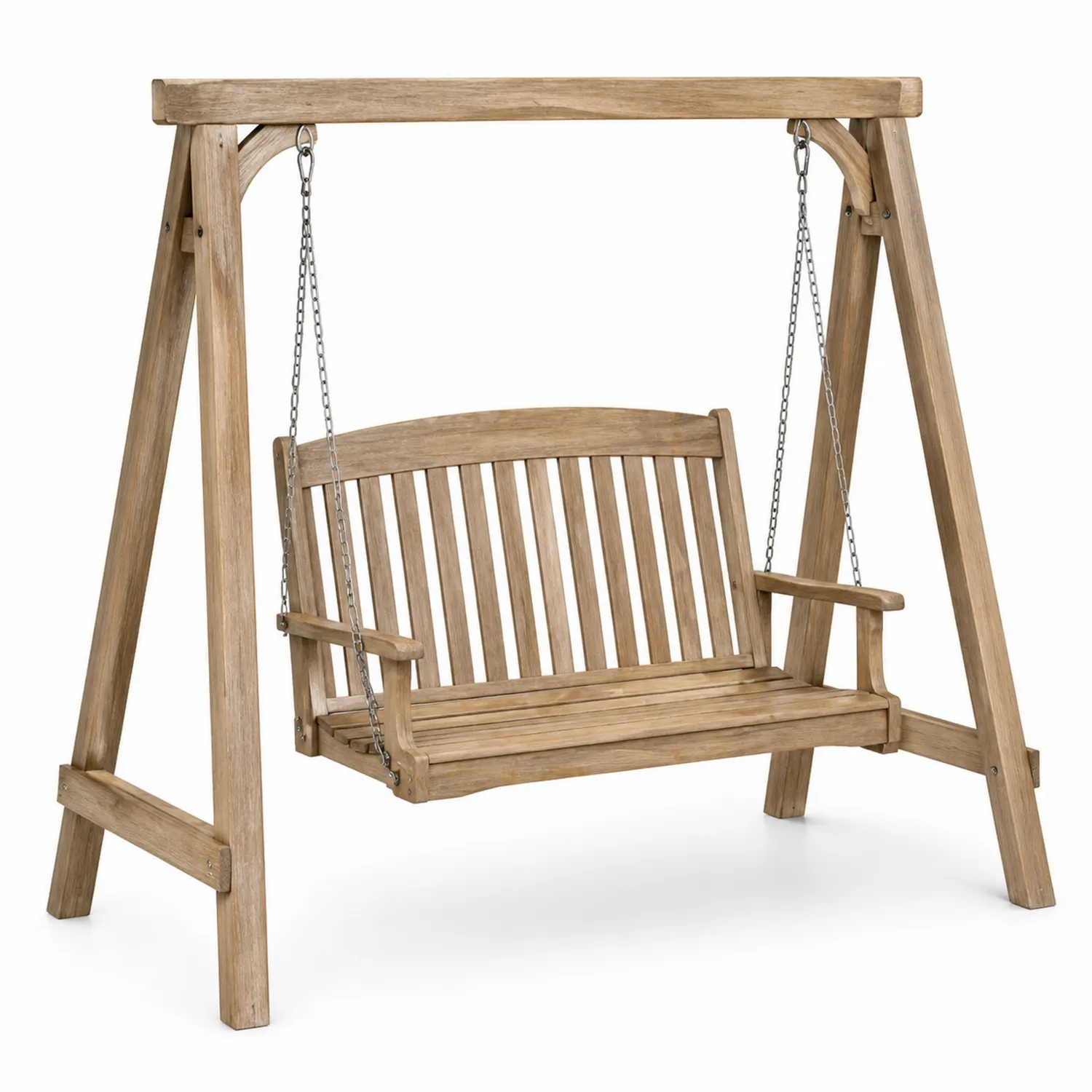 Verandaschaukel aus Eukalyptusholz und Stahlketten