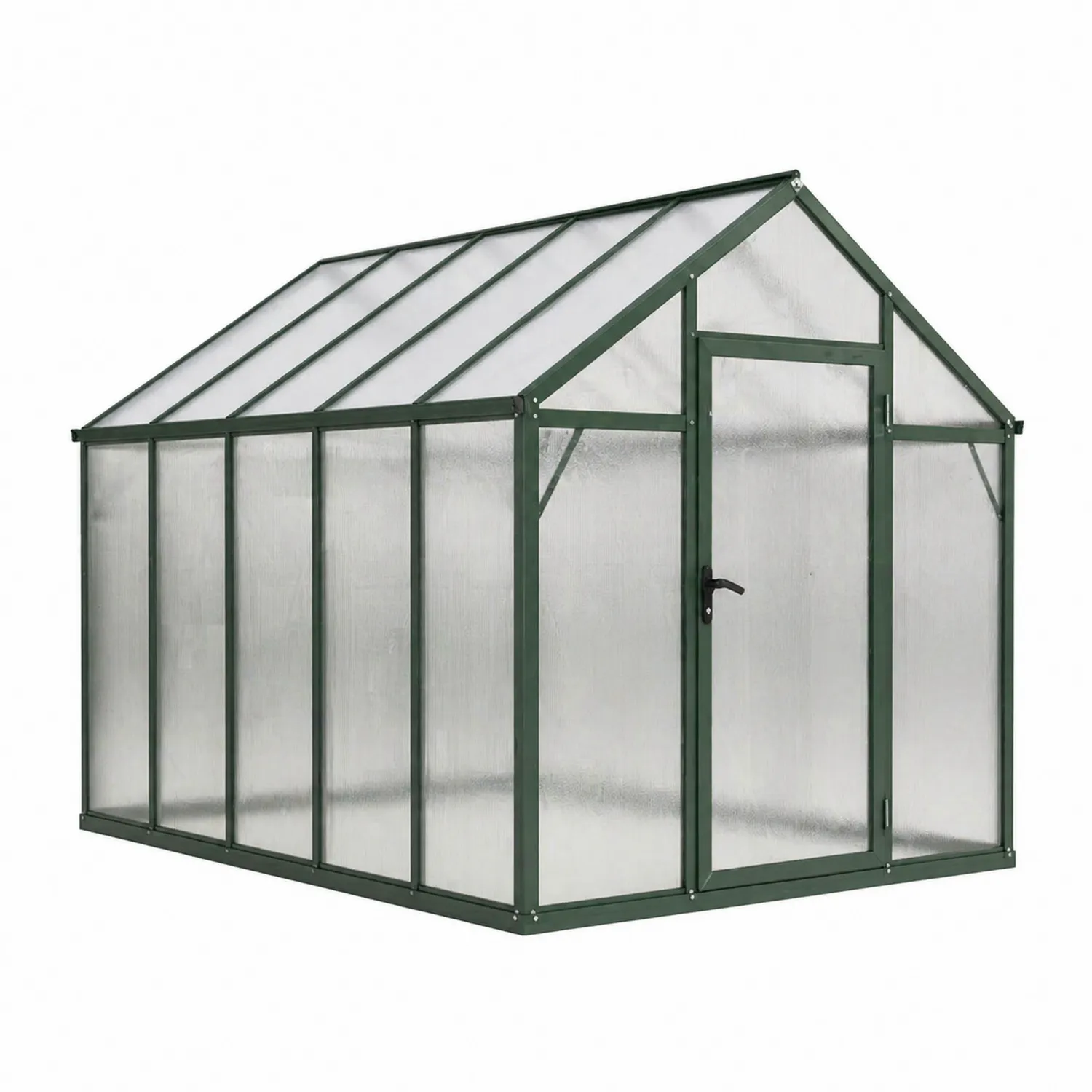 Gewächshaus Aluminium Polycarbonat 250cm x 190cm x 195cm Grün