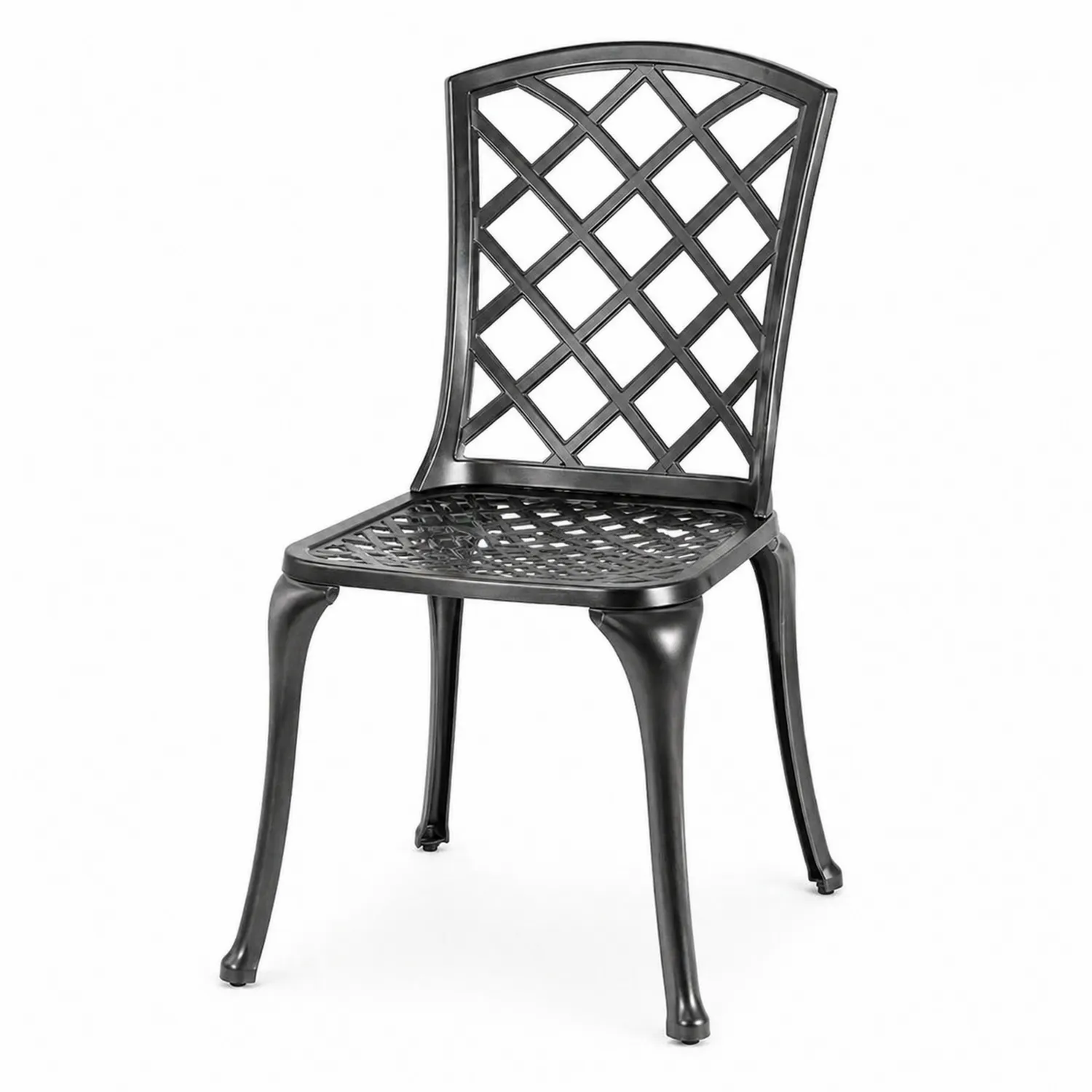Stuhl aus Aluminium mit Gitterdesign, Schwarz