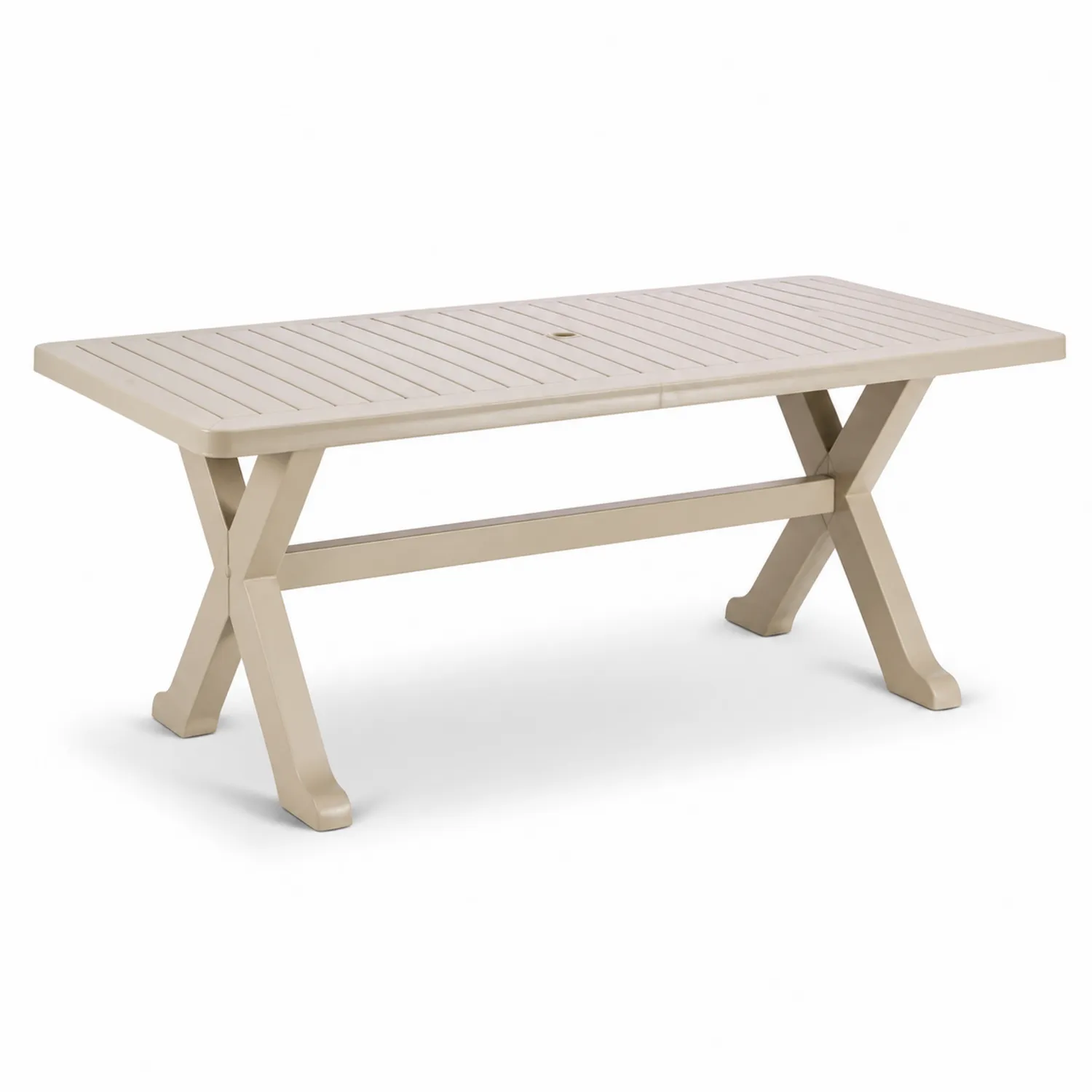 Rechteckiger Kunststoff-Gartentisch Beige 180x90x74 cm