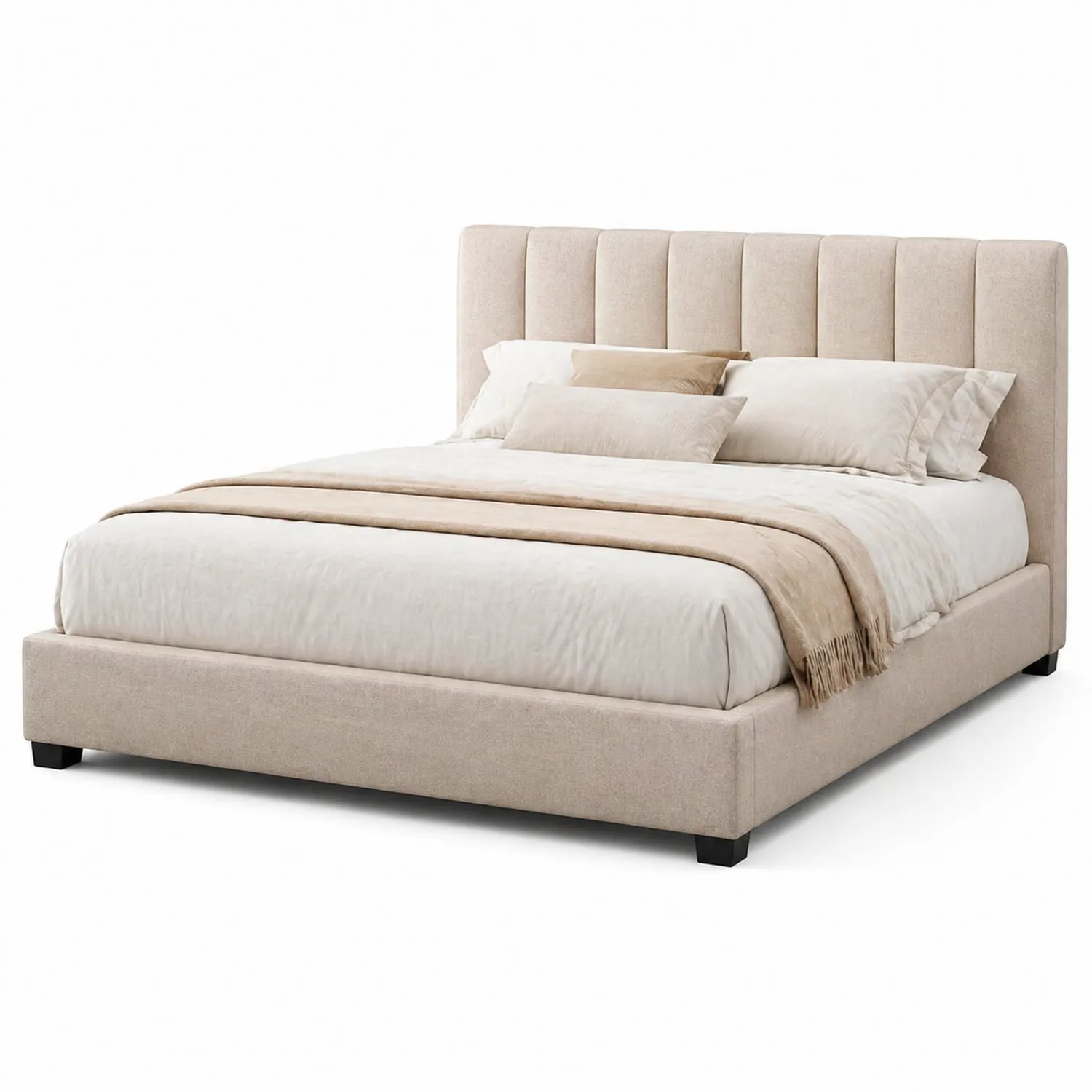 Leinen-Polsterbett Beige 200x220 cm