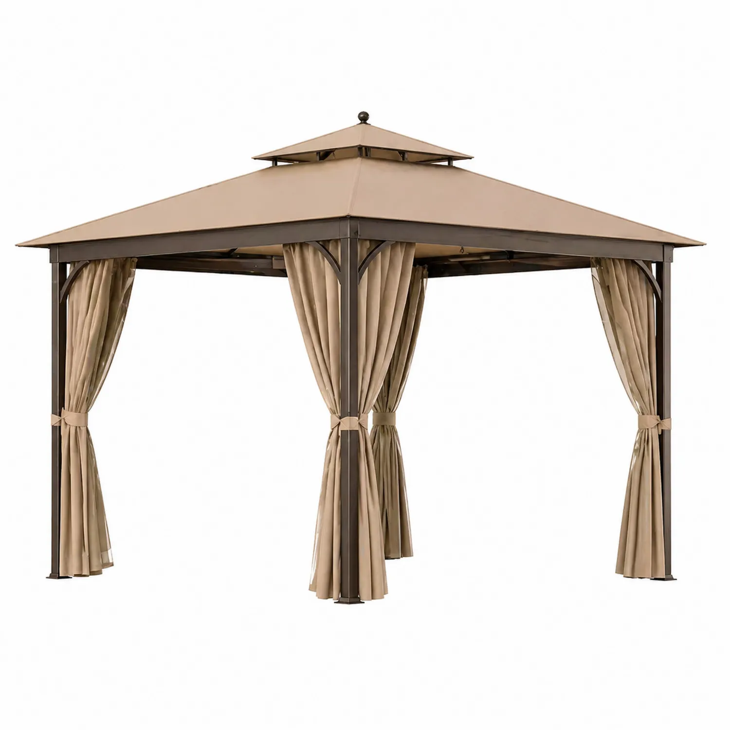 Metall und Polyester Gartenpavillon 300x300 cm Sandfarben