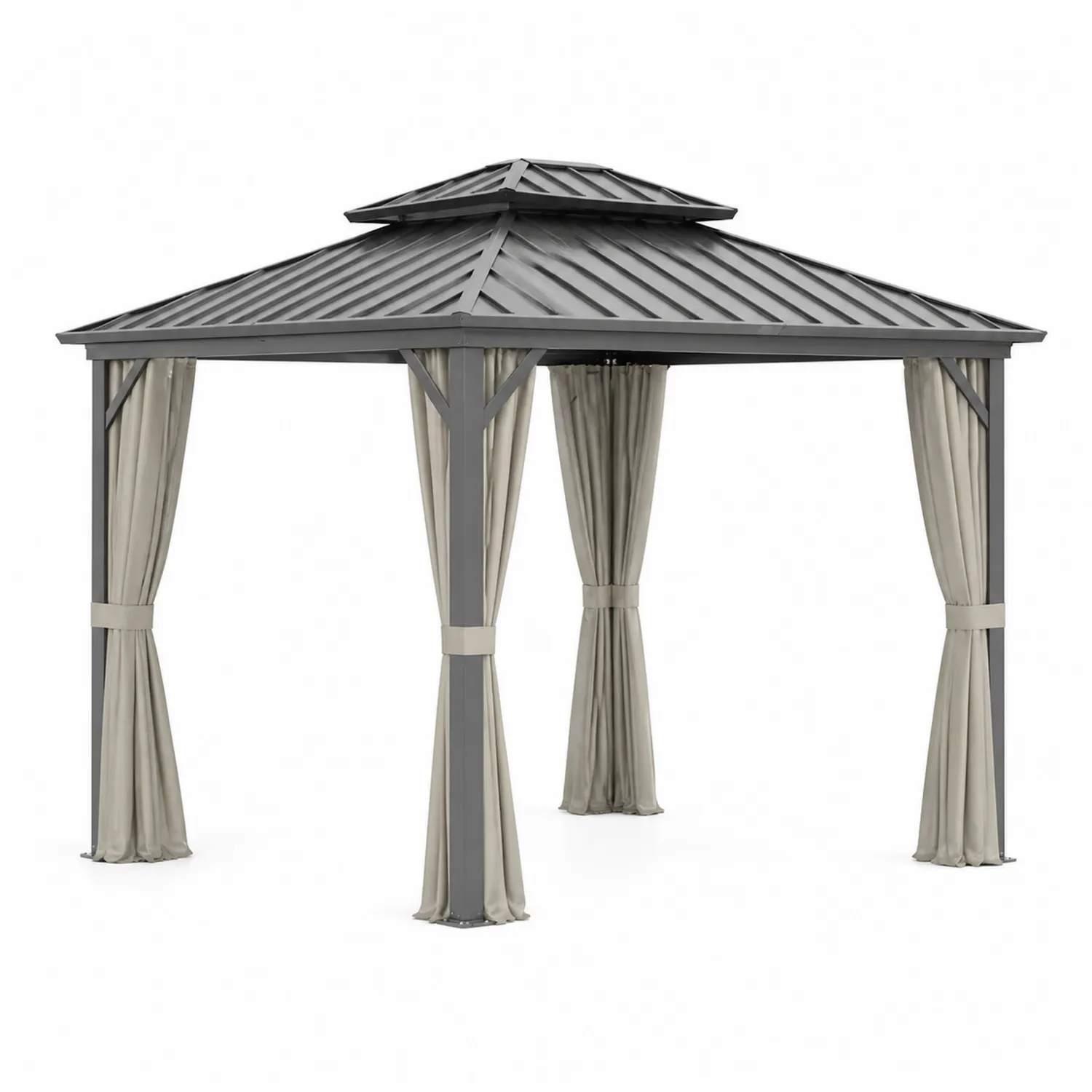 Metallpavillon mit Stahlrahmen und Polyester-Vorhängen 3x4m