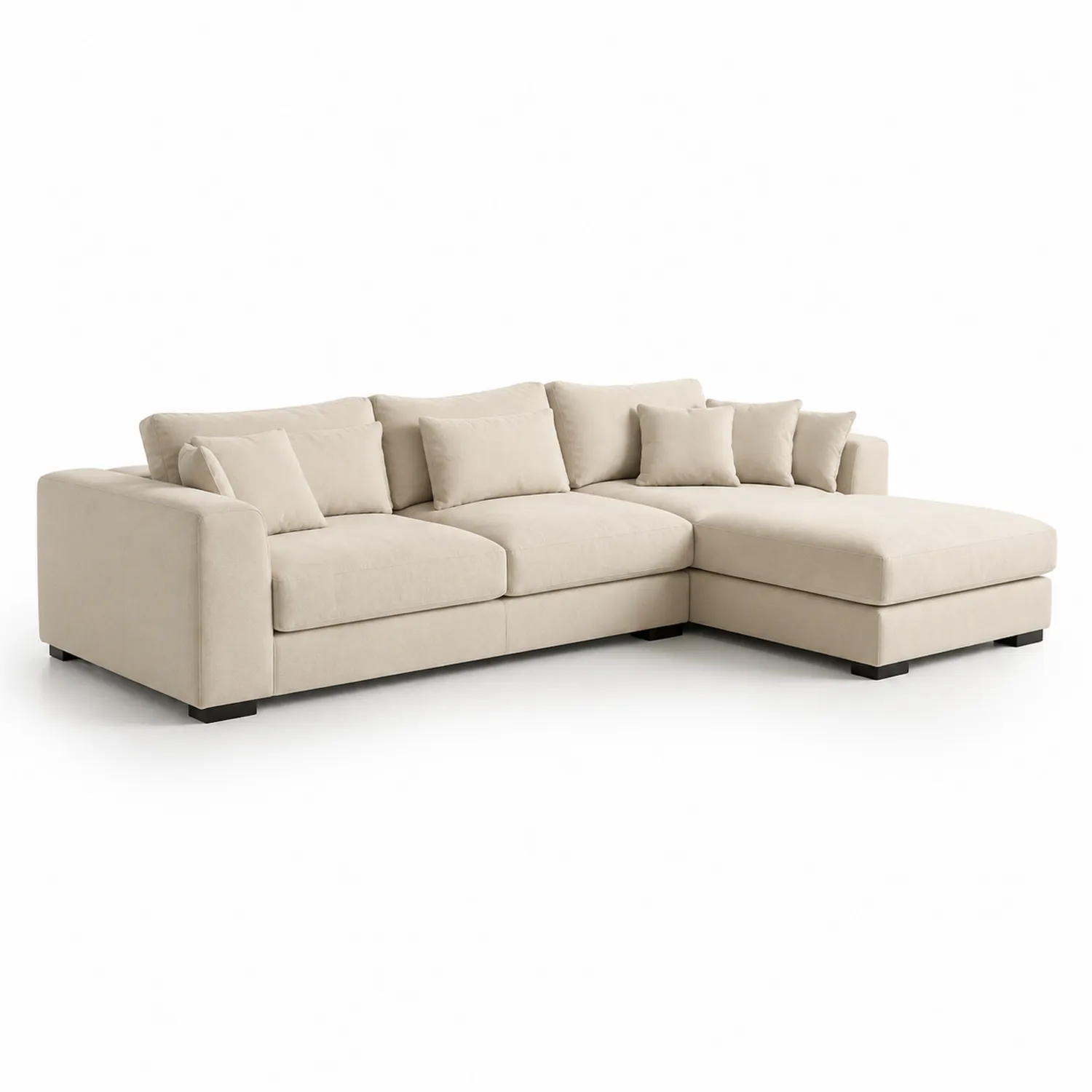 Ecksofa aus Polyestergewebe Beige mit Ottomane