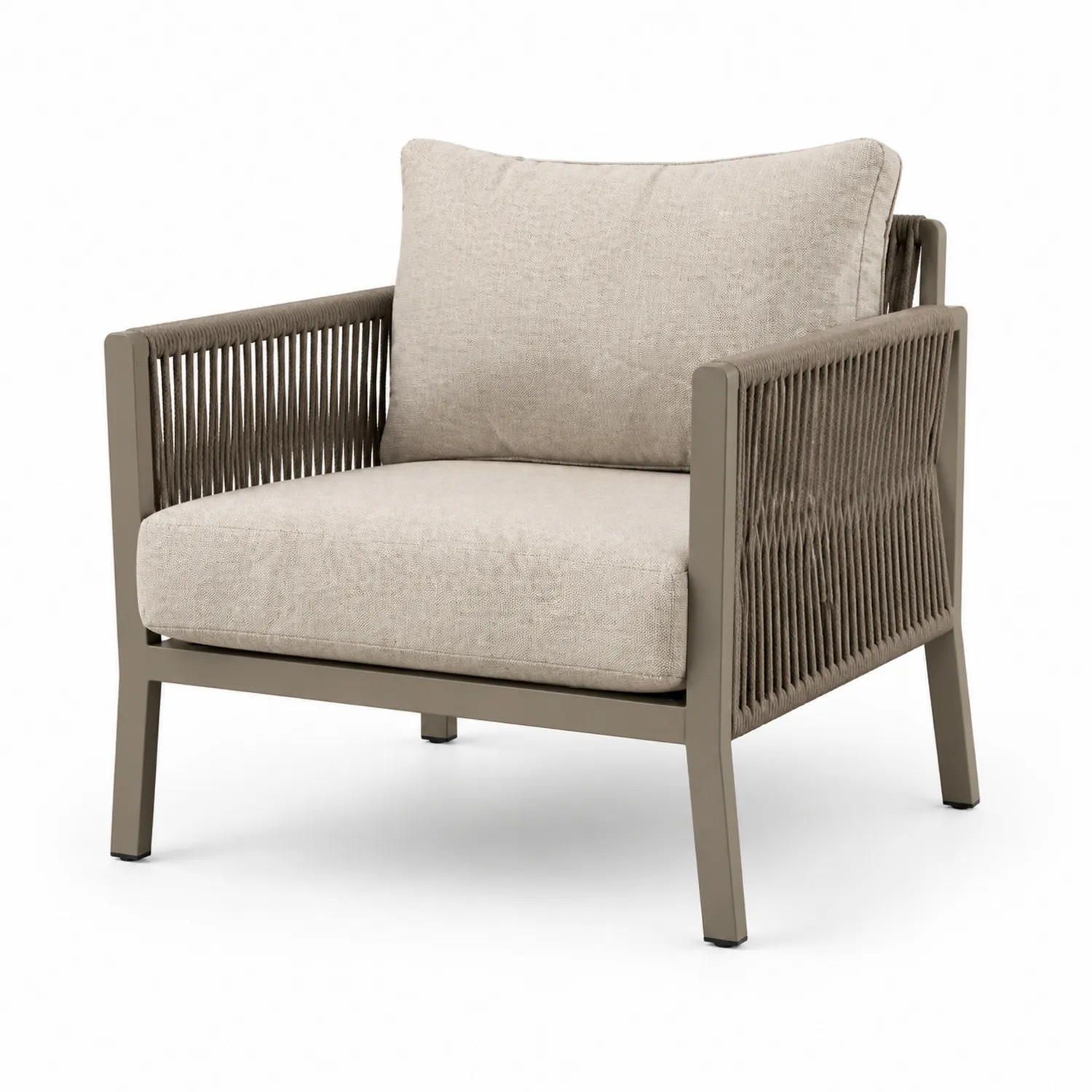 Outdoor Aluminium Clubsessel mit Polyesterpolsterung in Beige und Braun